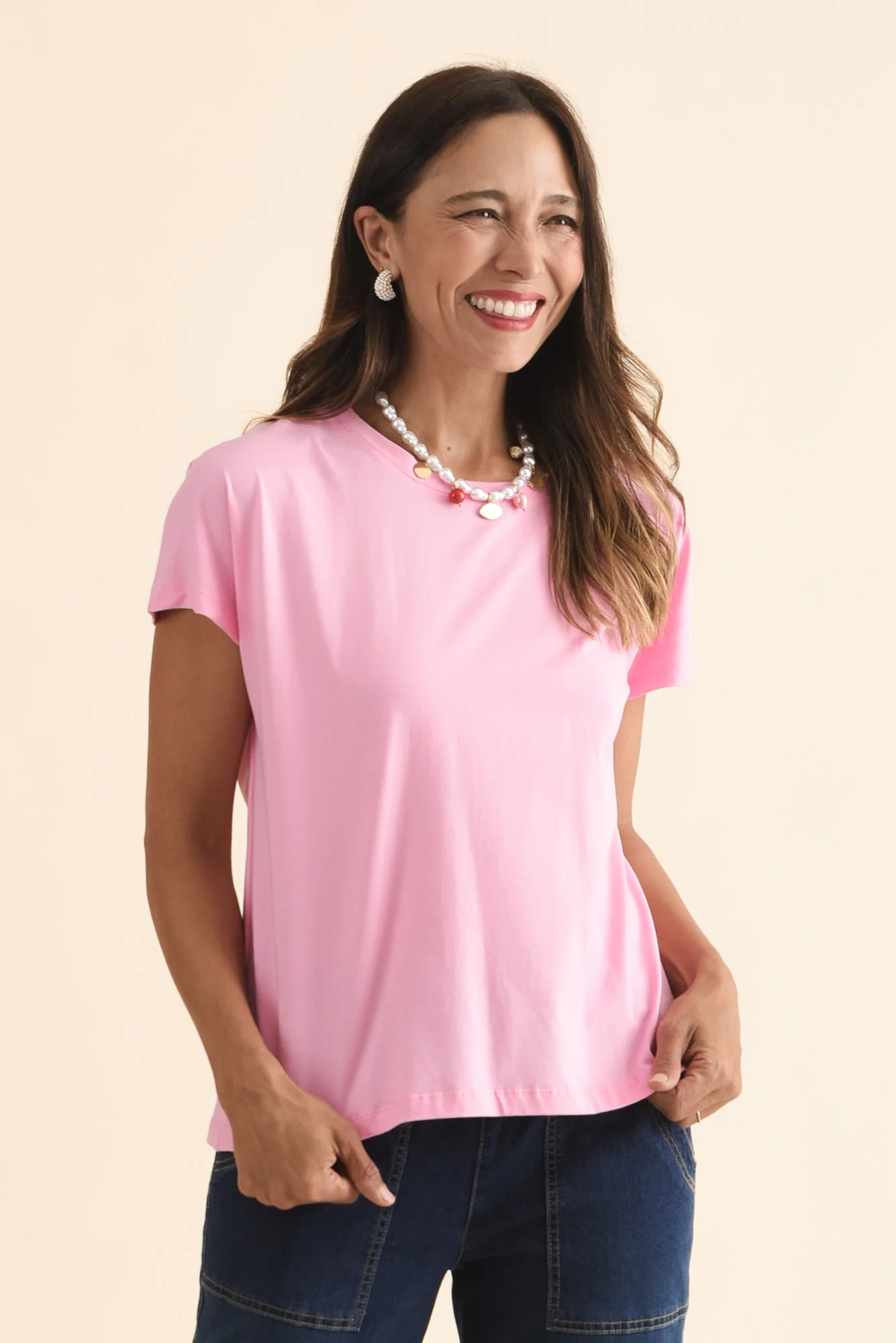 Abbi Pink Cotton Tee