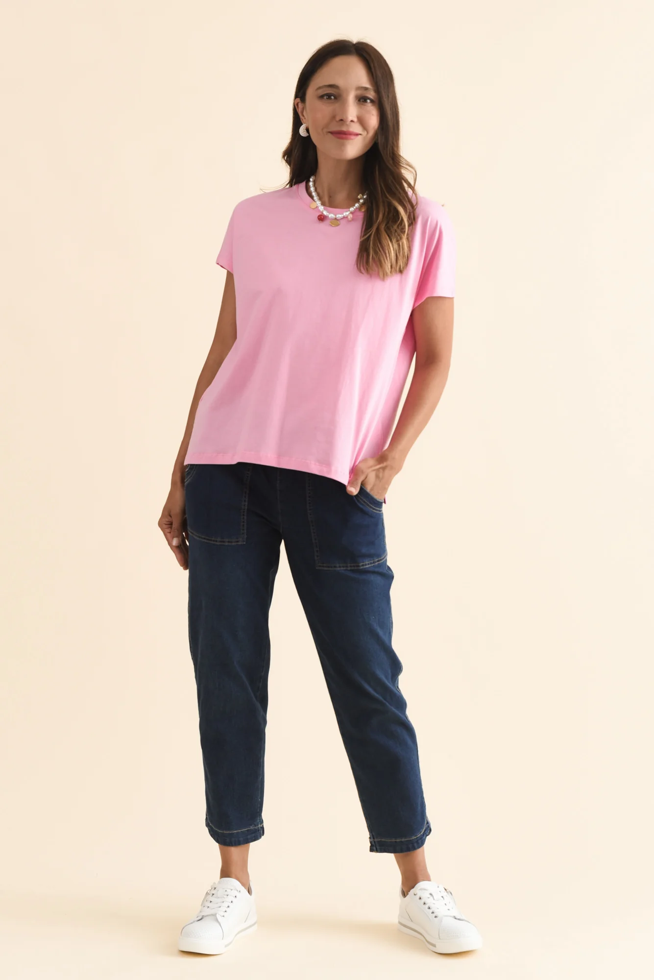 Abbi Pink Cotton Tee - Image 2