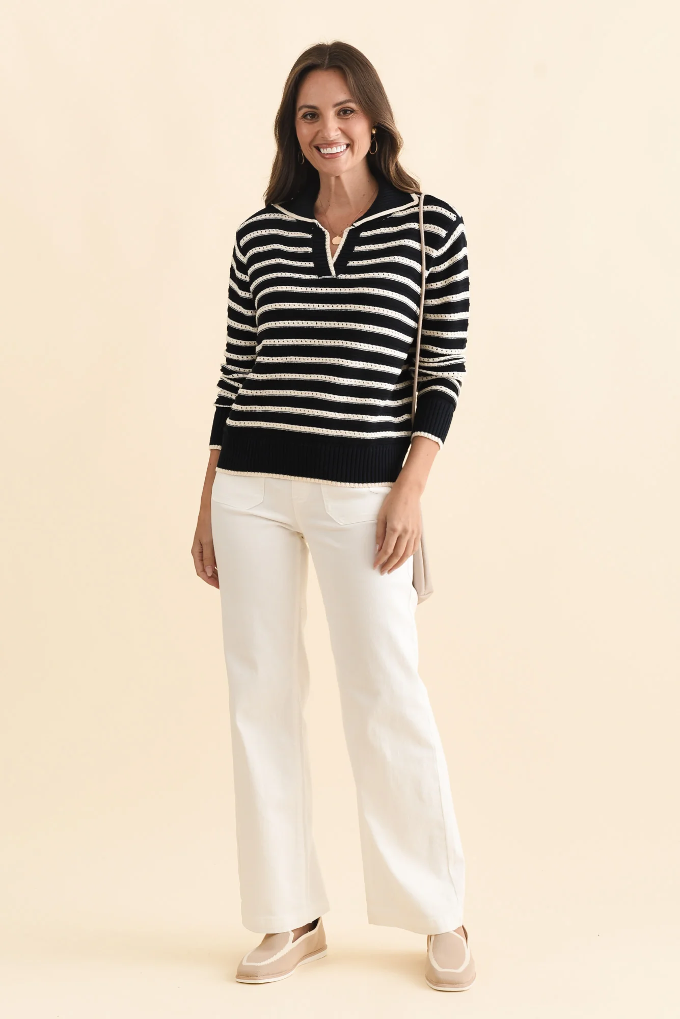Aberdeen Navy Stripe Cotton Knit Jumper - Image 3