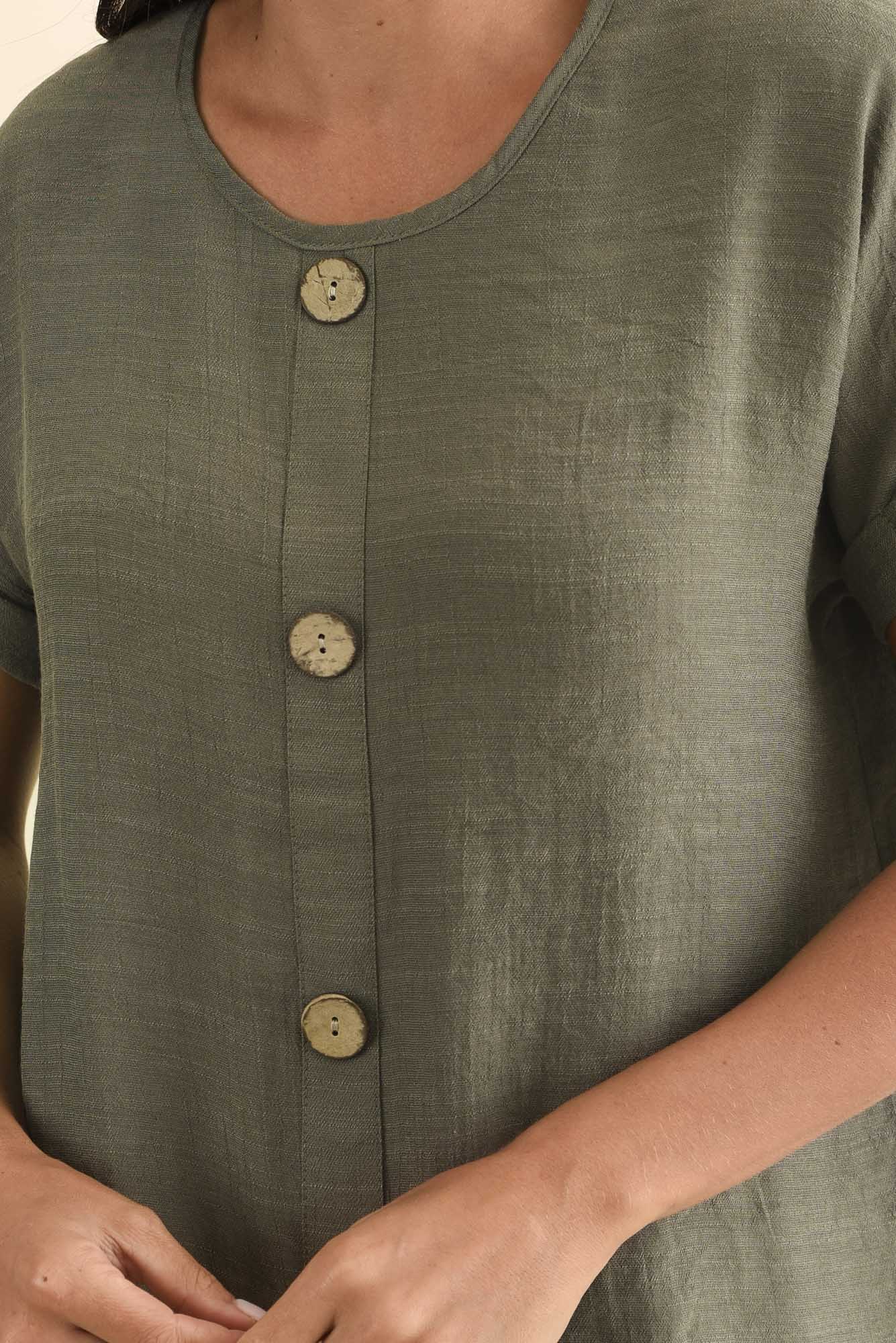 Abilene Khaki Button Top - Image 6