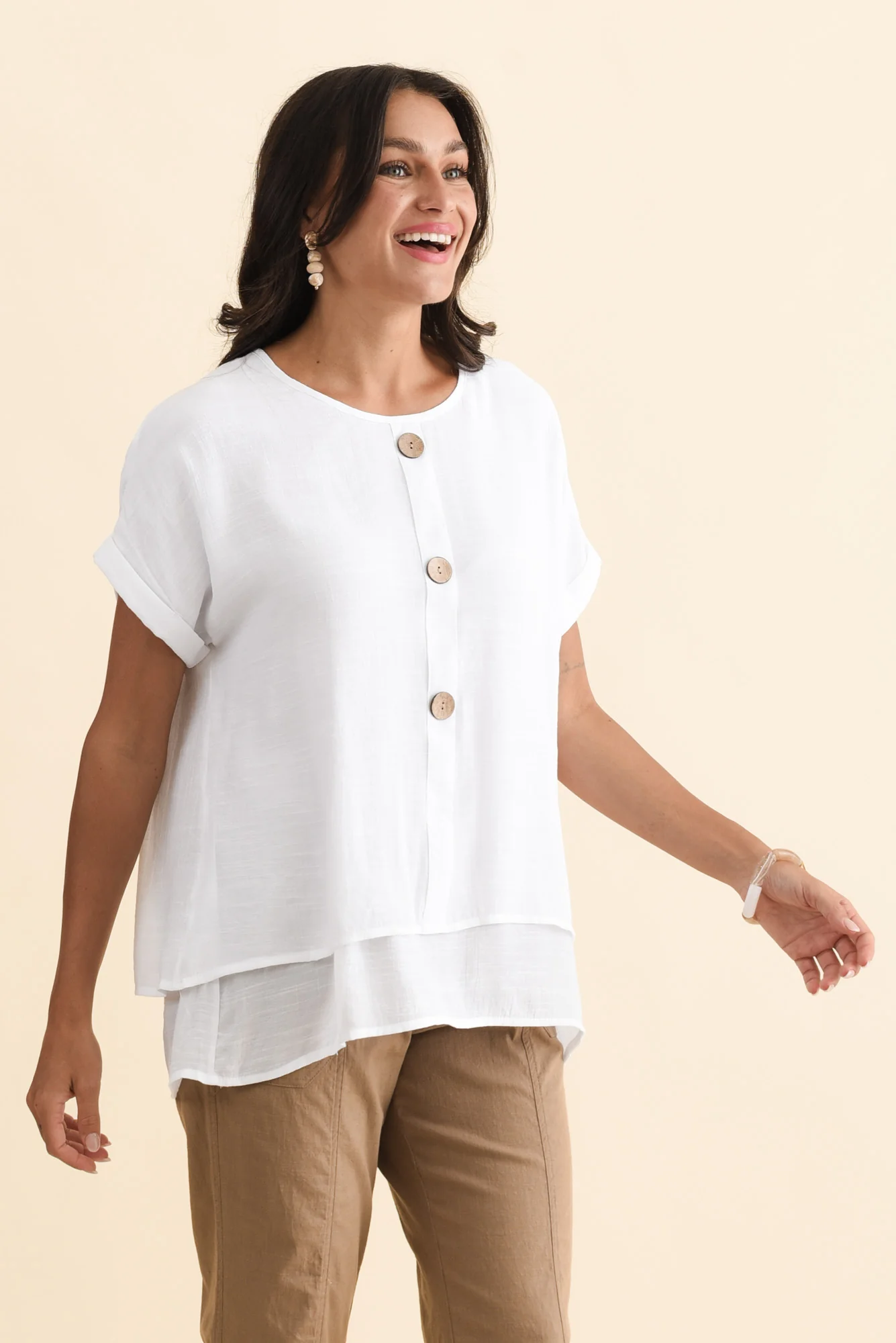 Abilene White Button Top - Image 4