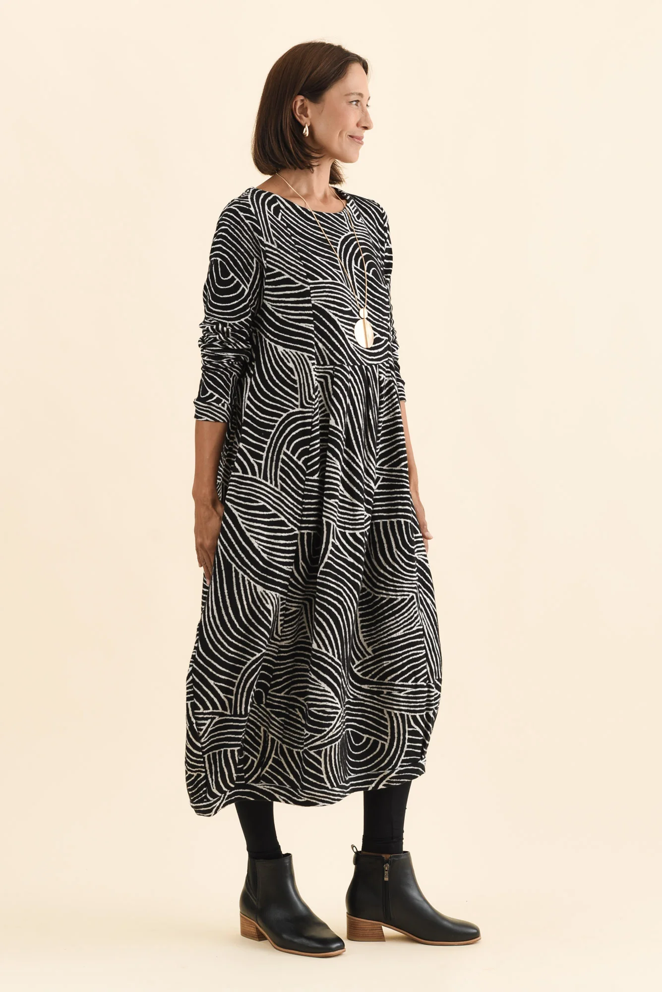 Achia Black Stripe Cotton Knit Dress - Image 3