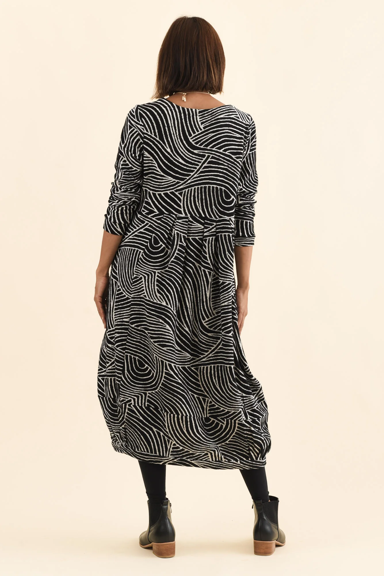 Achia Black Stripe Cotton Knit Dress - Image 4