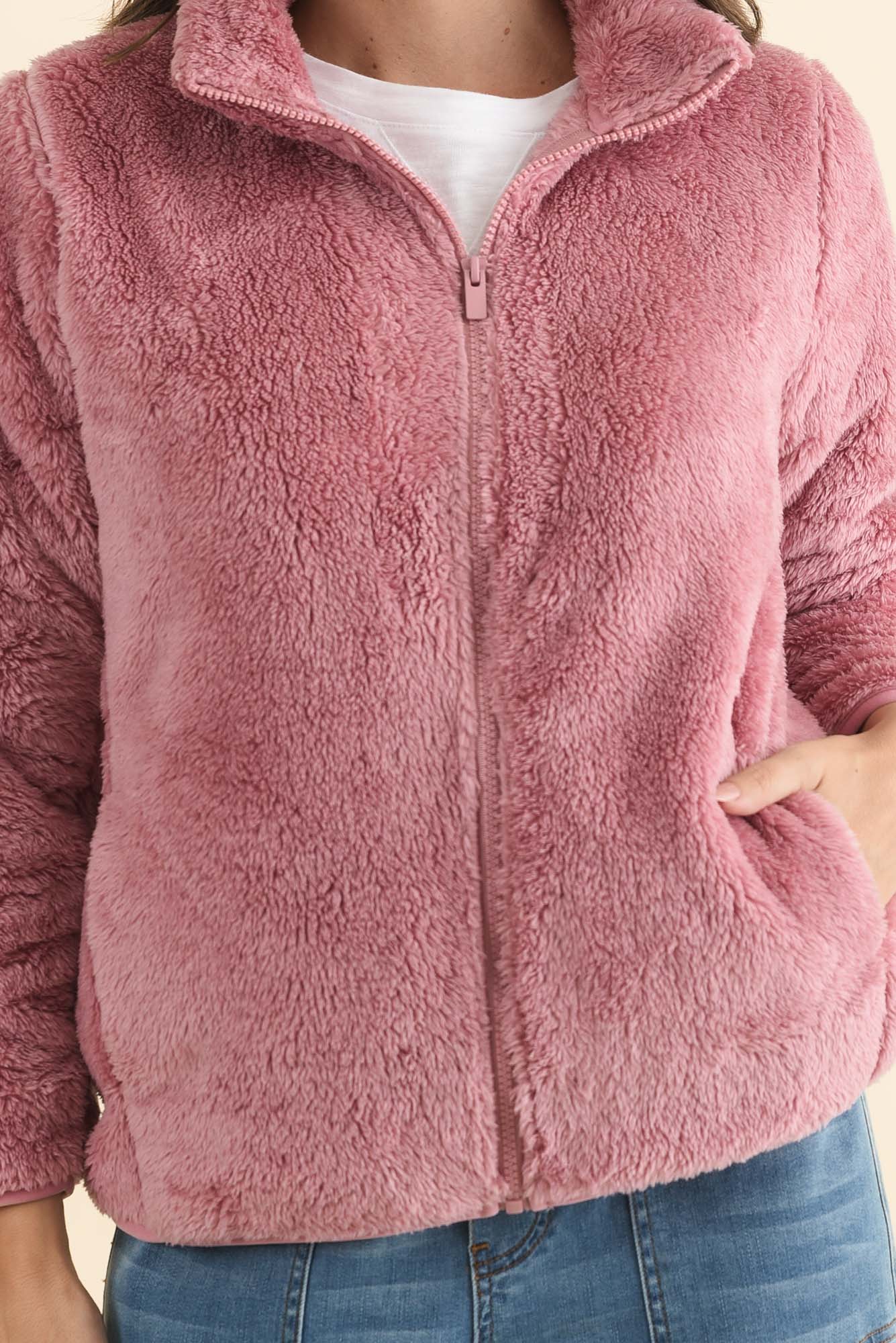 Ackerley Pink Faux Fur Jacket - Image 6
