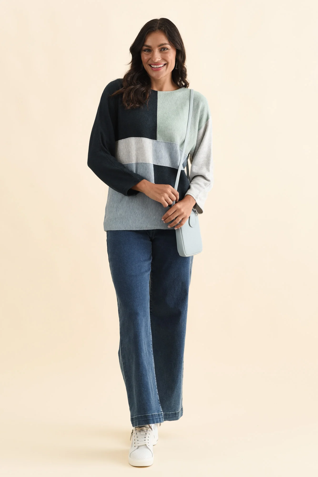 Acton Blue Splice Wool Blend Jumper - Image 2
