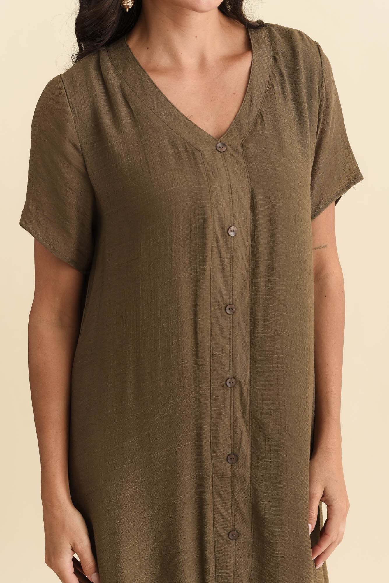Adelaide Chocolate Layered Button Dress - Image 6