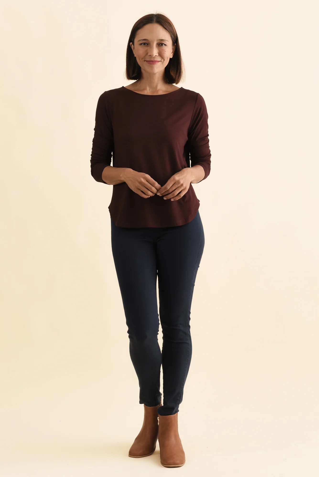 Adele Wine Long Sleeve Bamboo Tee - Image 6