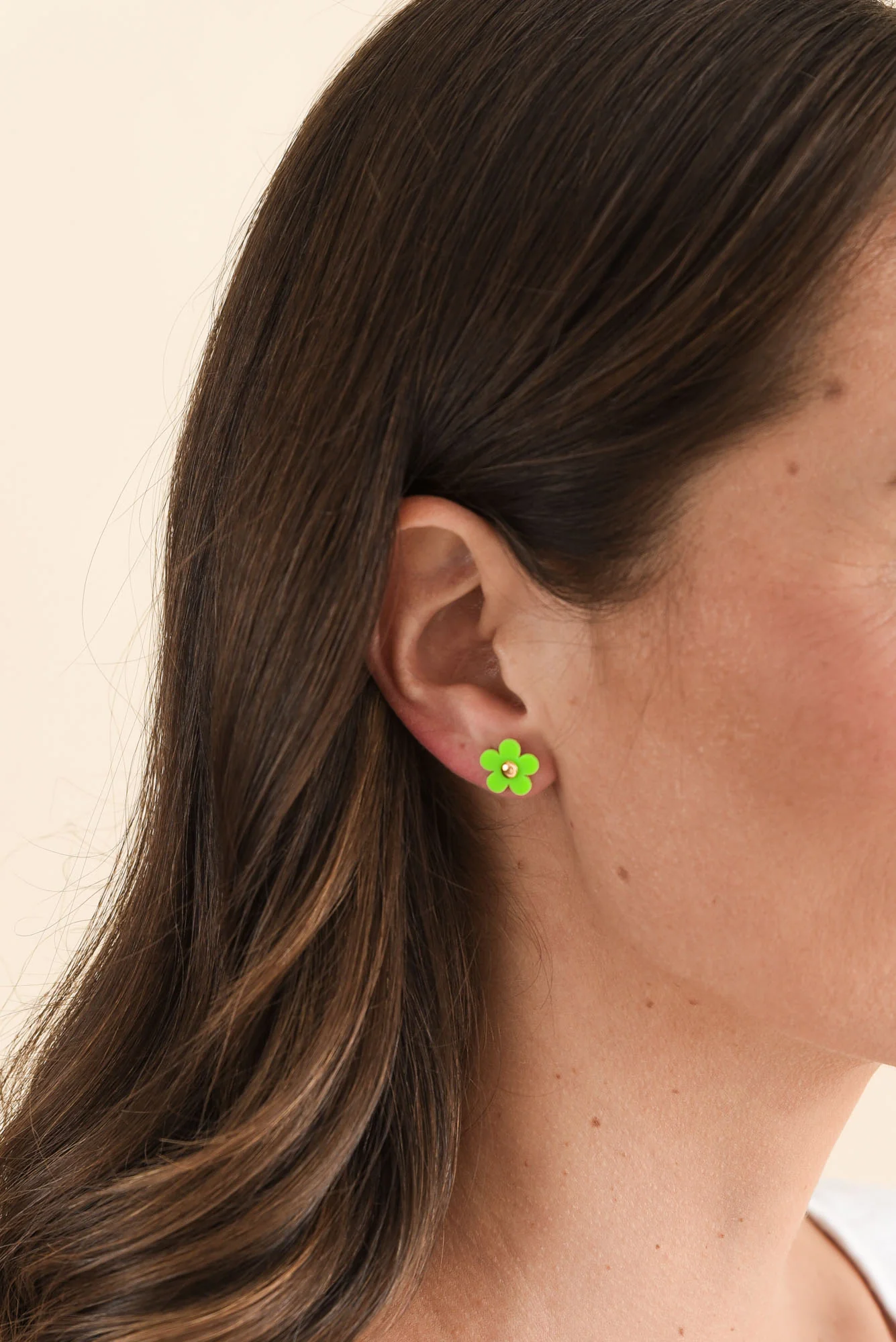 Aileen Green Flower Stud Earrings - Image 2