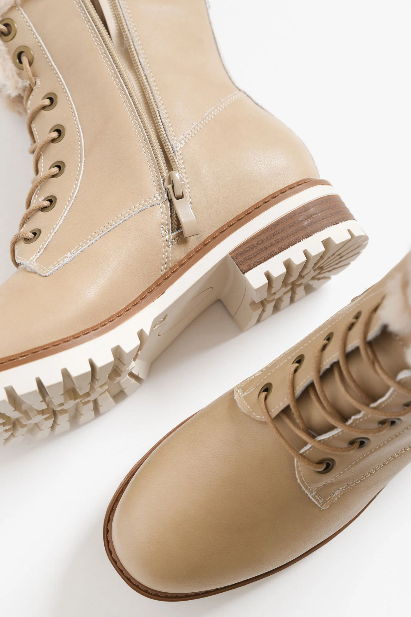 Ainslie Cream Leather Faux Fur Boot - Image 3