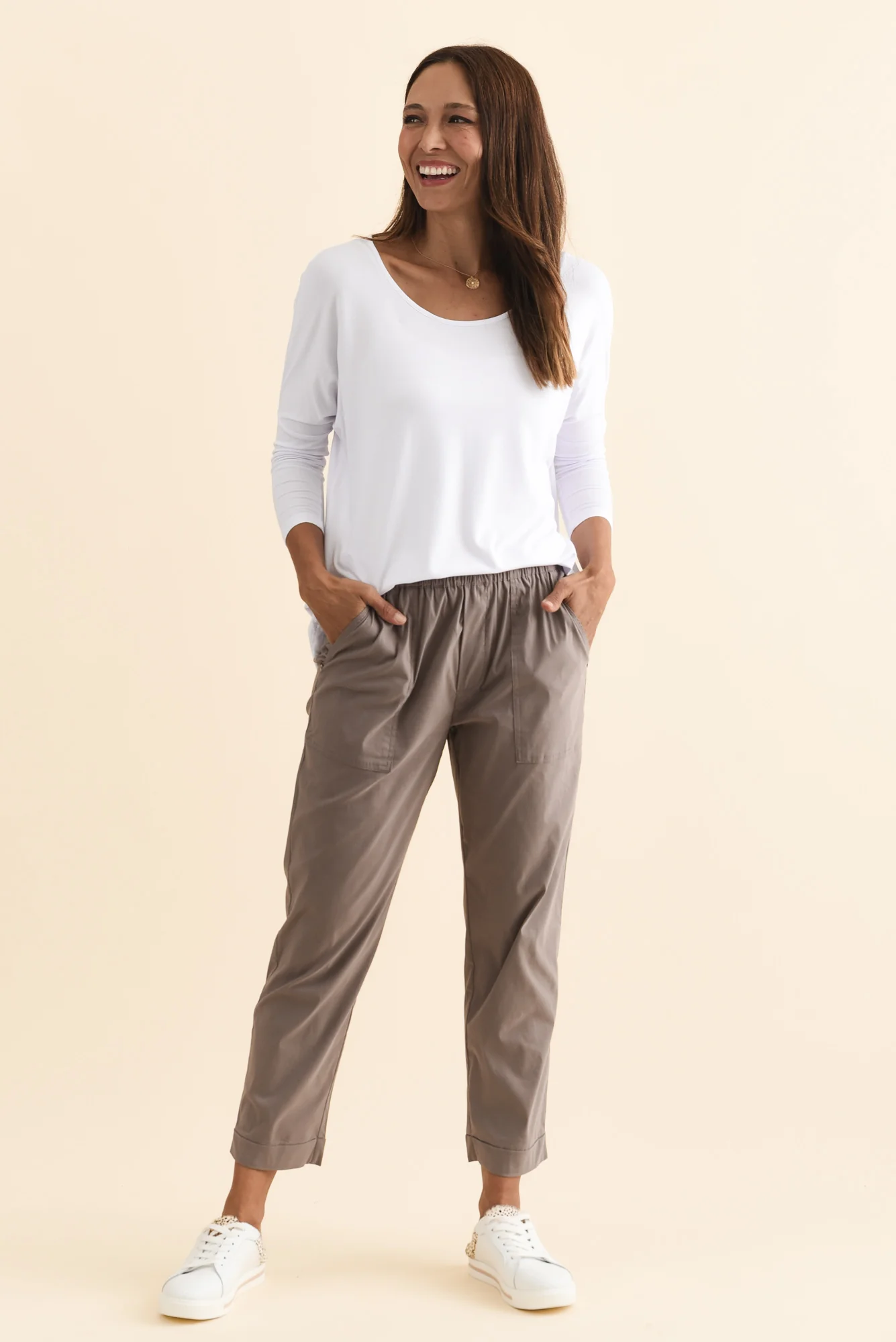 Air-Lite Taupe Stretch Cropped Pants - Image 6
