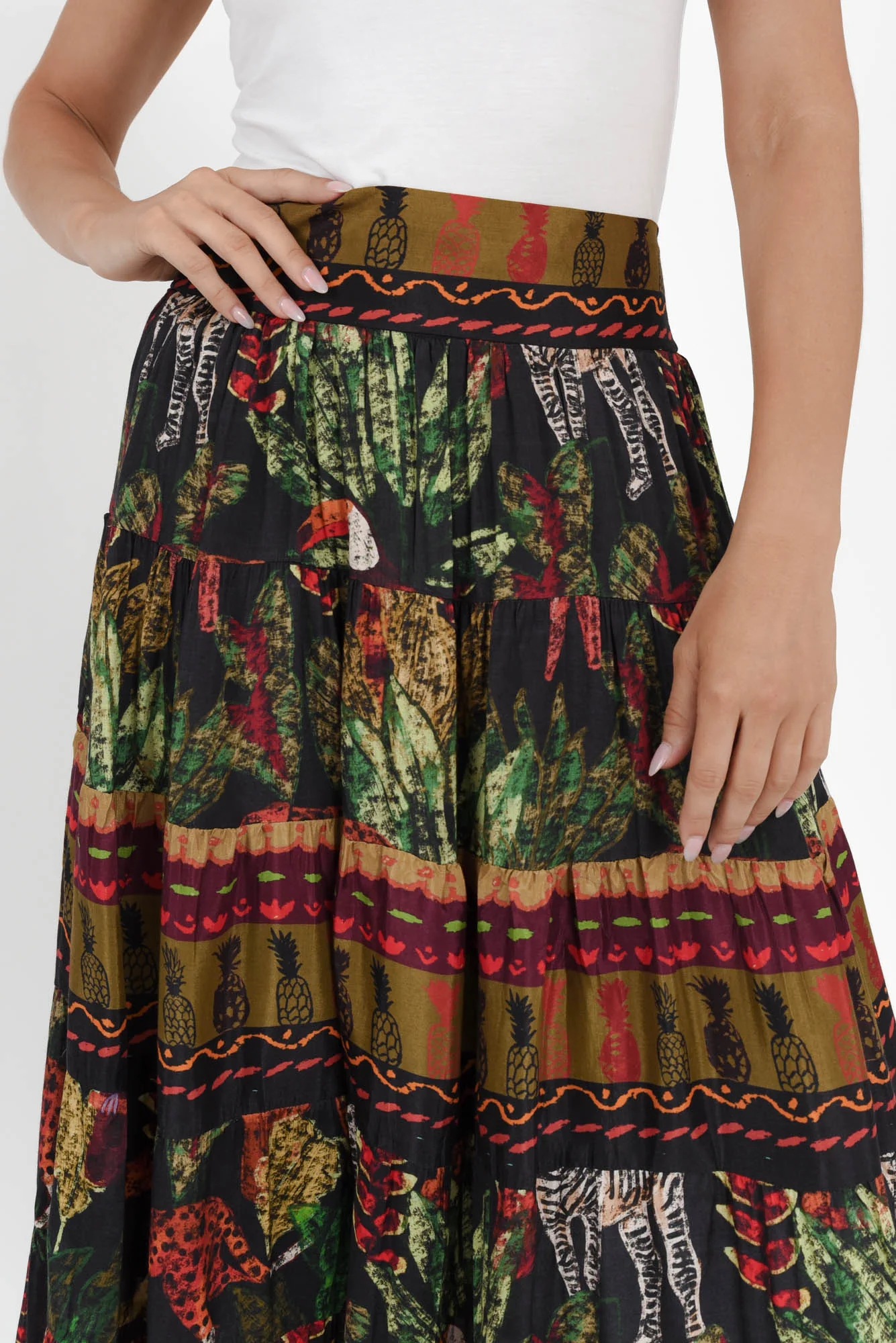 Alida Navy Safari Tiered Skirt - Image 5