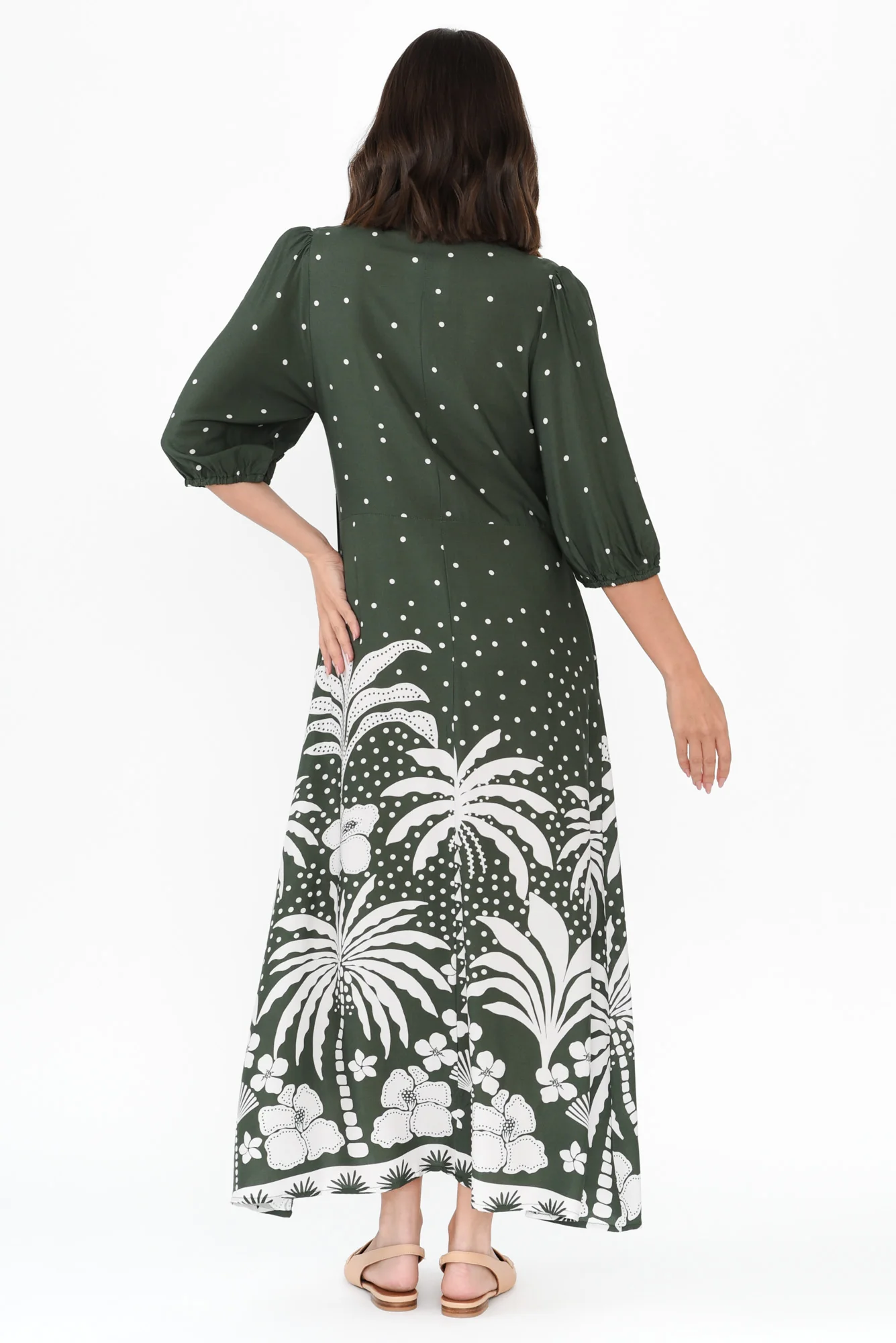 Alivia Khaki Tropical Shirt Dress - Image 3