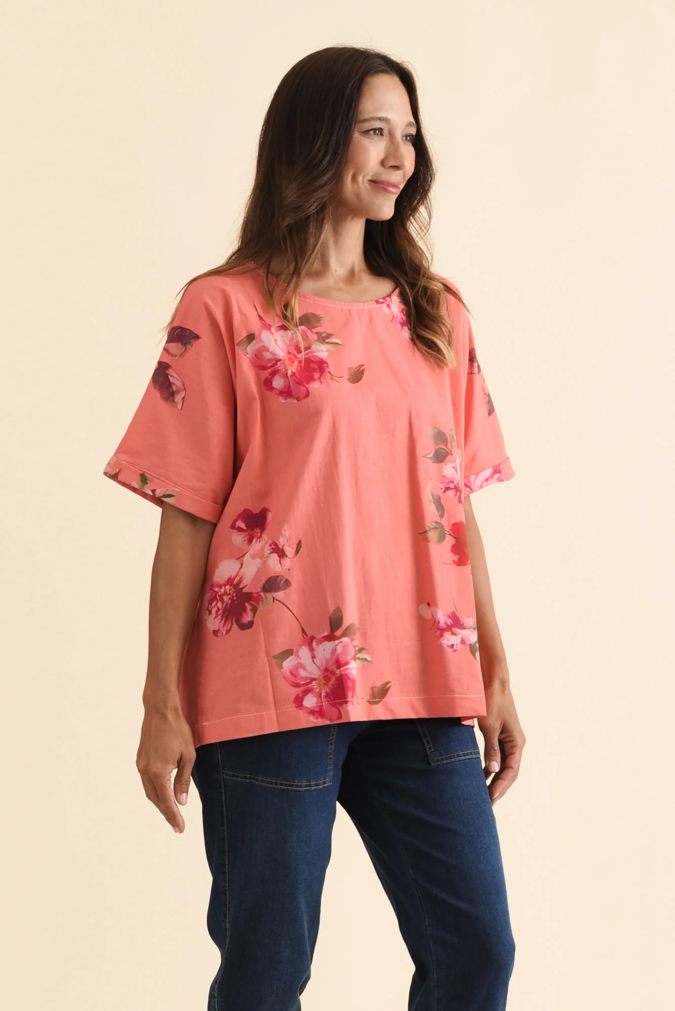 Aliya Orange Flower Cotton Top - Image 3