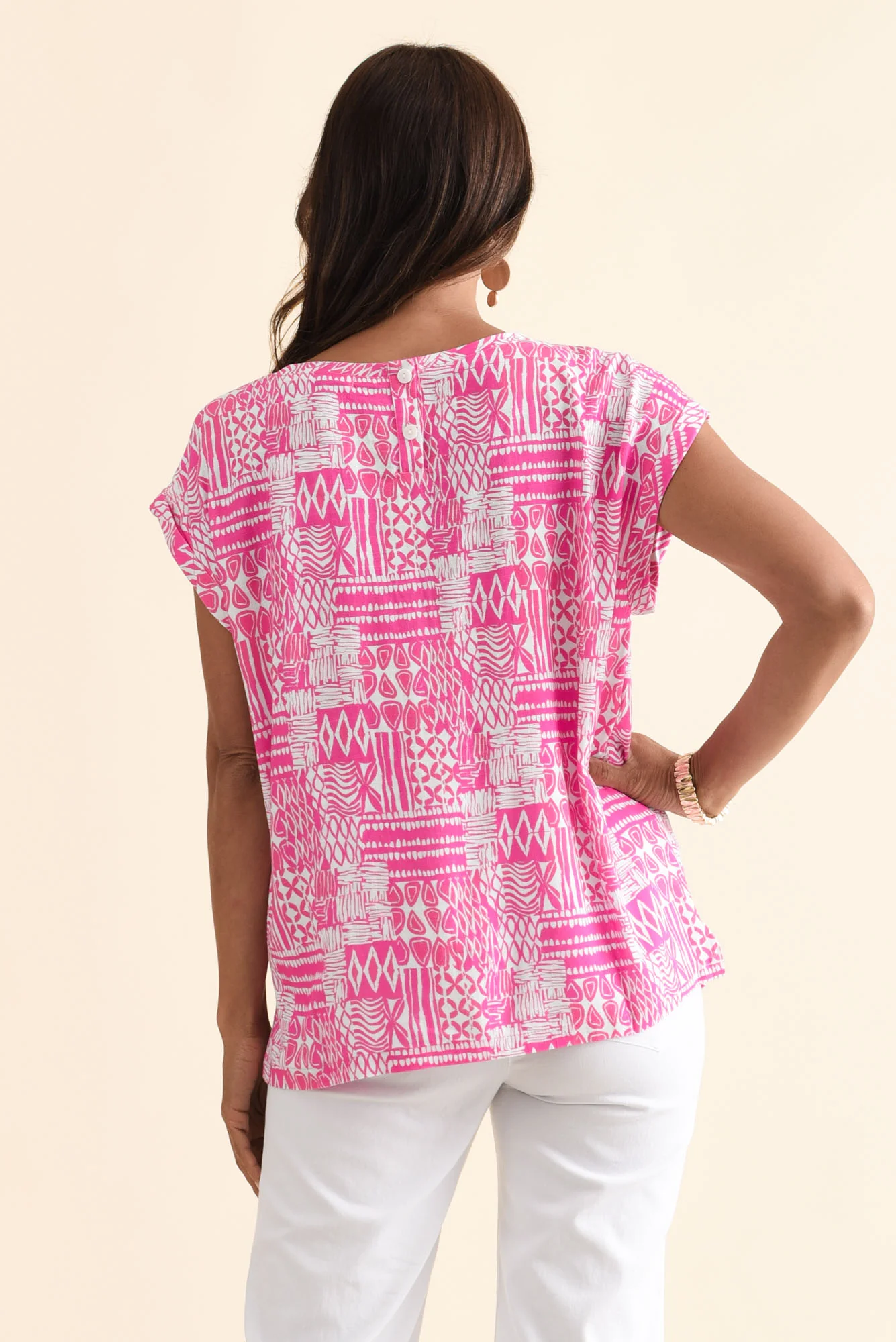 Alta Pink Mosaic Linen Cotton Top - Image 4