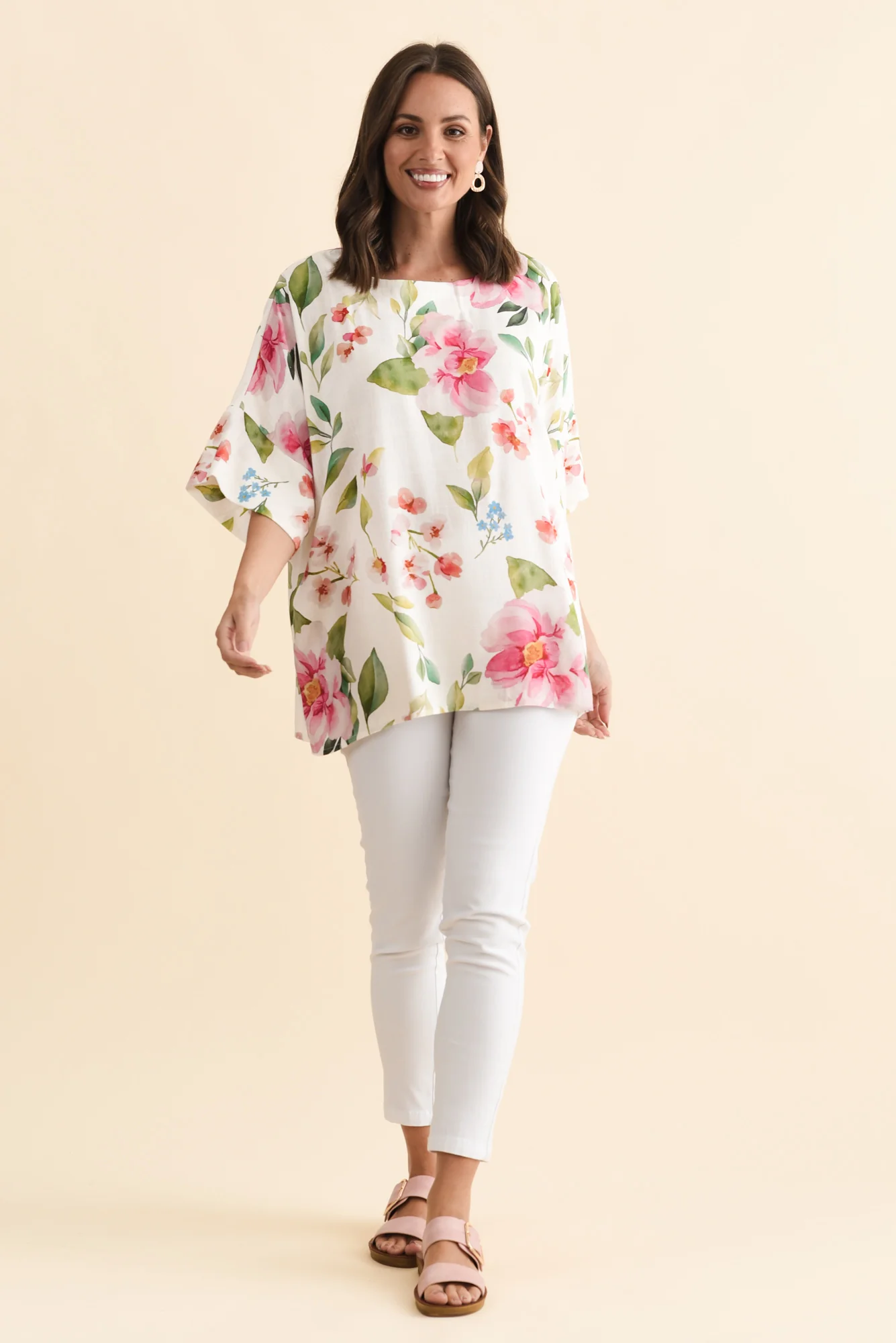 Alton White Blossom Linen Cotton Top - Image 2