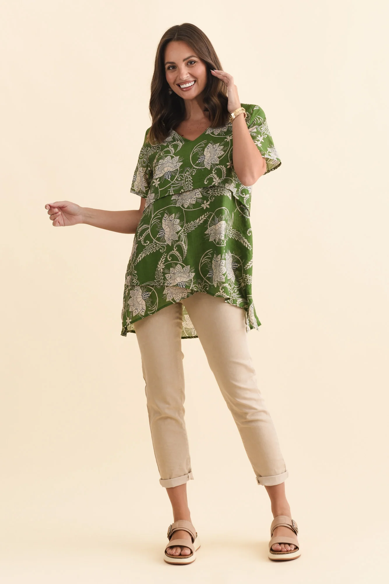 Alvina Green Floral Layered Tunic Top - Image 6