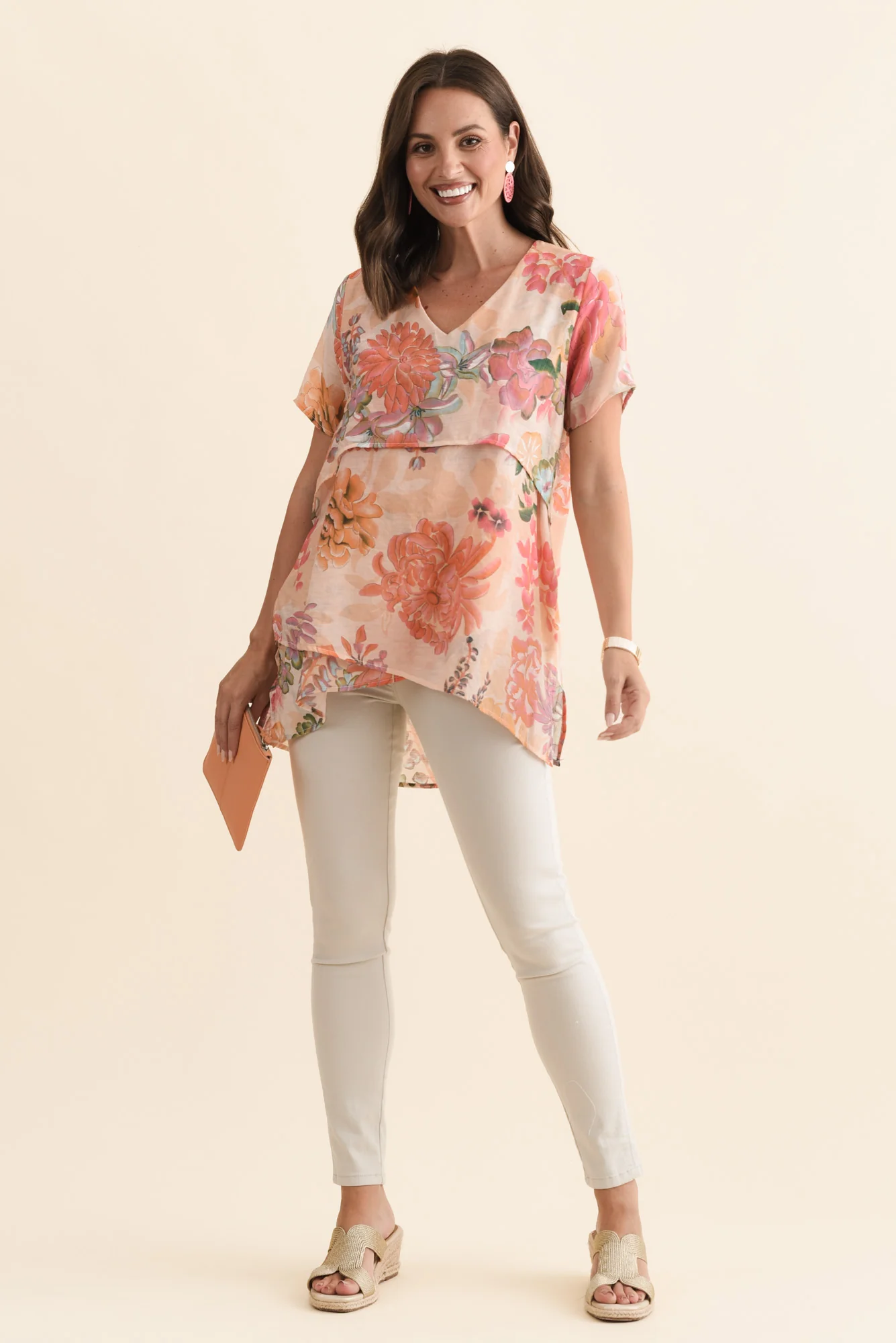 Alvina Orange Garden Layered Tunic Top - Image 6