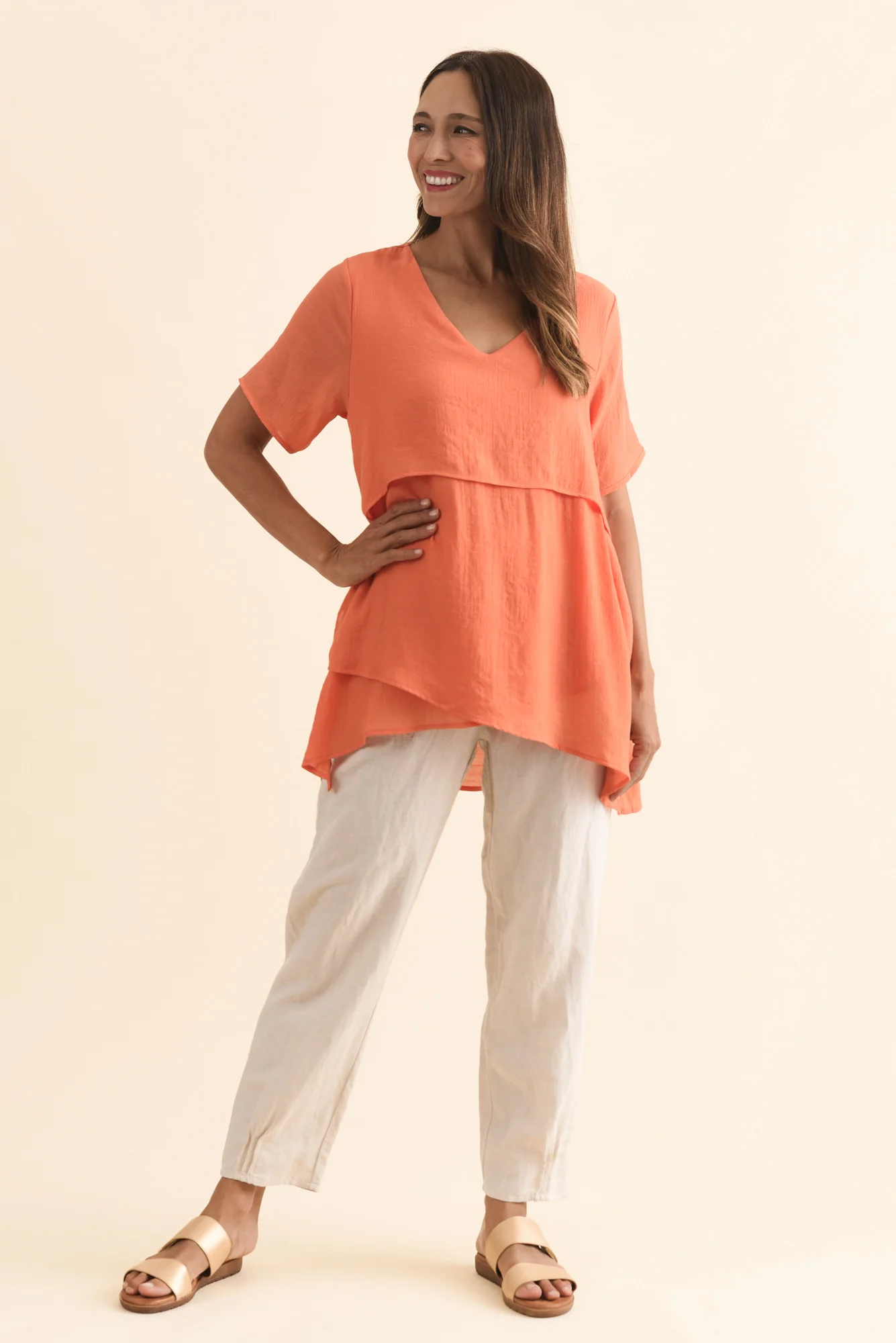 Alvina Orange Layered Tunic Top - Image 2