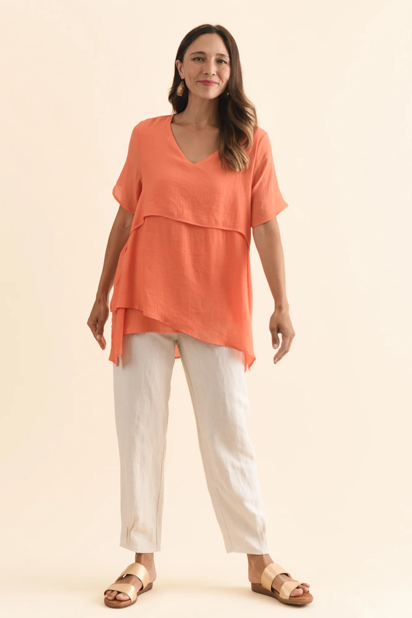 Alvina Orange Layered Tunic Top - Image 6