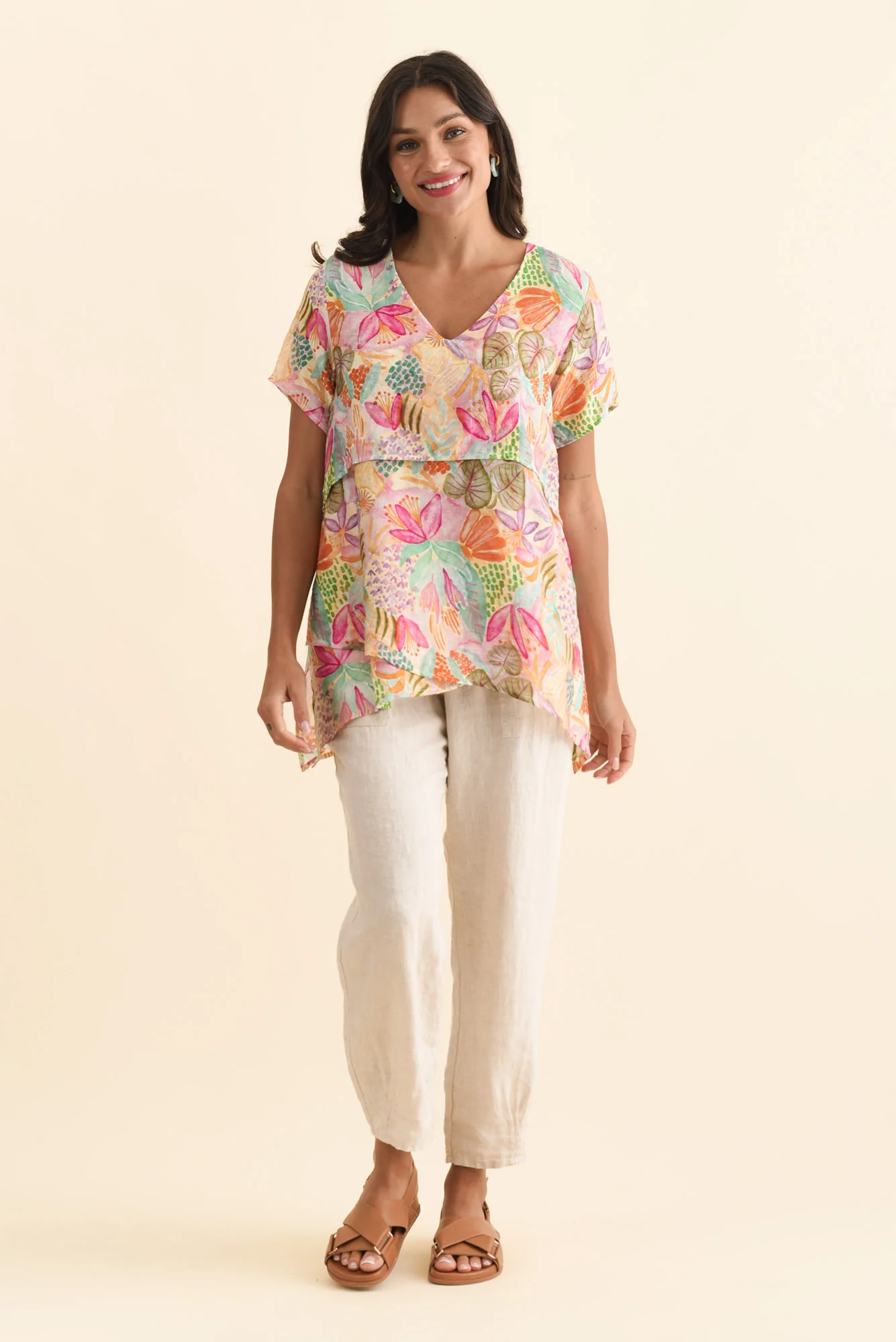 Alvina Pink Garden Layered Tunic Top - Image 2