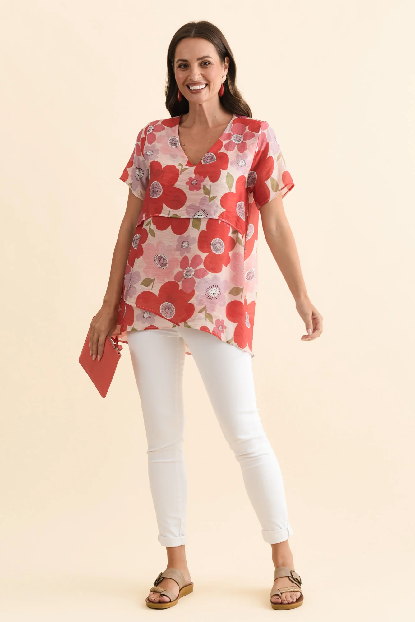 Alvina Red Poppy Layered Tunic Top - Image 2