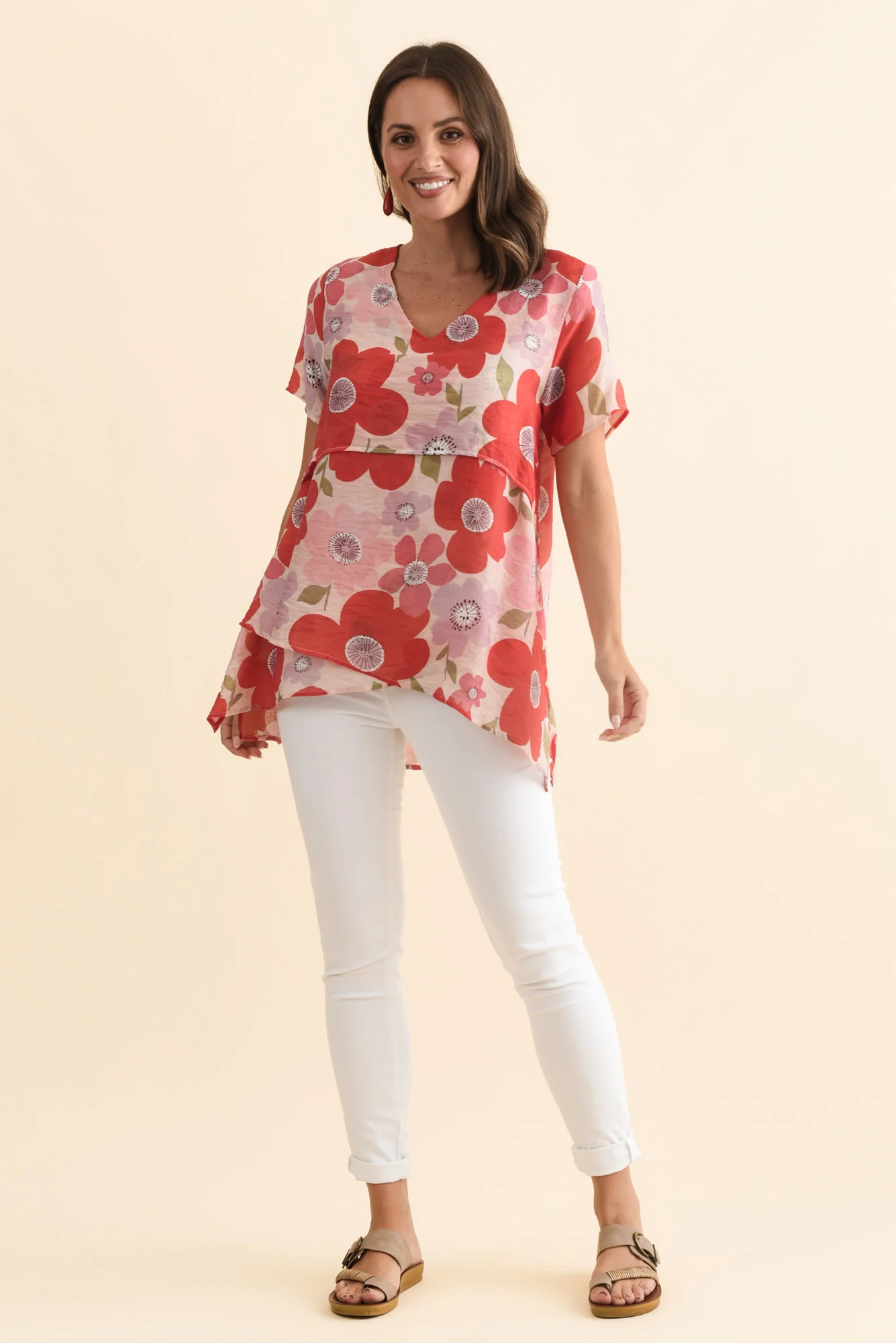 Alvina Red Poppy Layered Tunic Top - Image 6