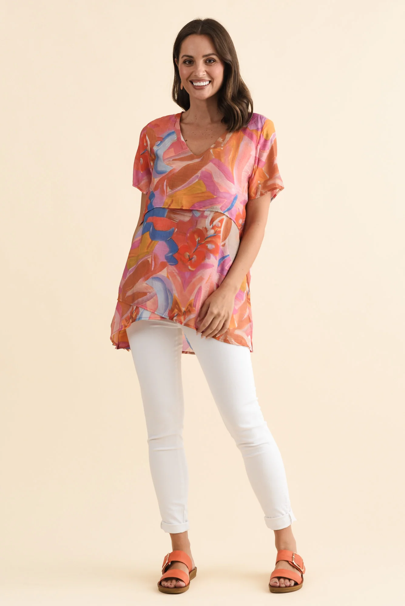 Alvina Rust Abstract Layered Tunic Top - Image 6