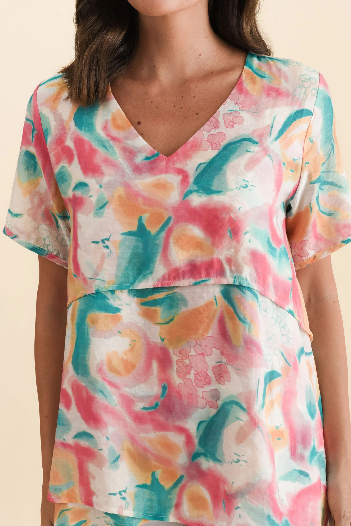 Alvina Teal Abstract Layered Tunic Top - Image 6