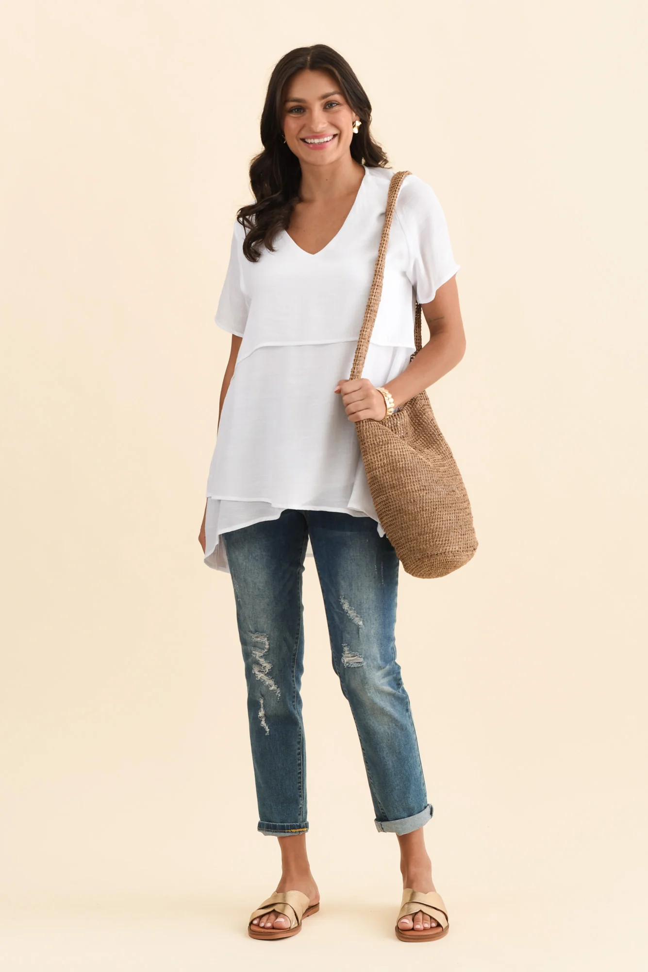 Alvina White Layered Tunic Top - Image 2