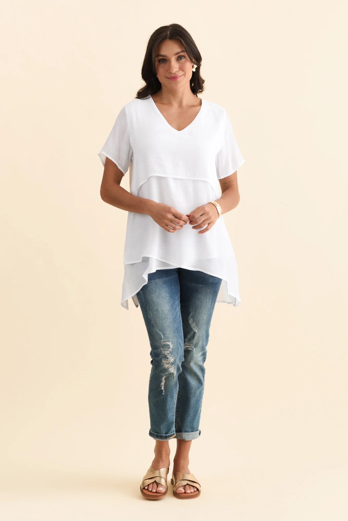 Alvina White Layered Tunic Top - Image 6