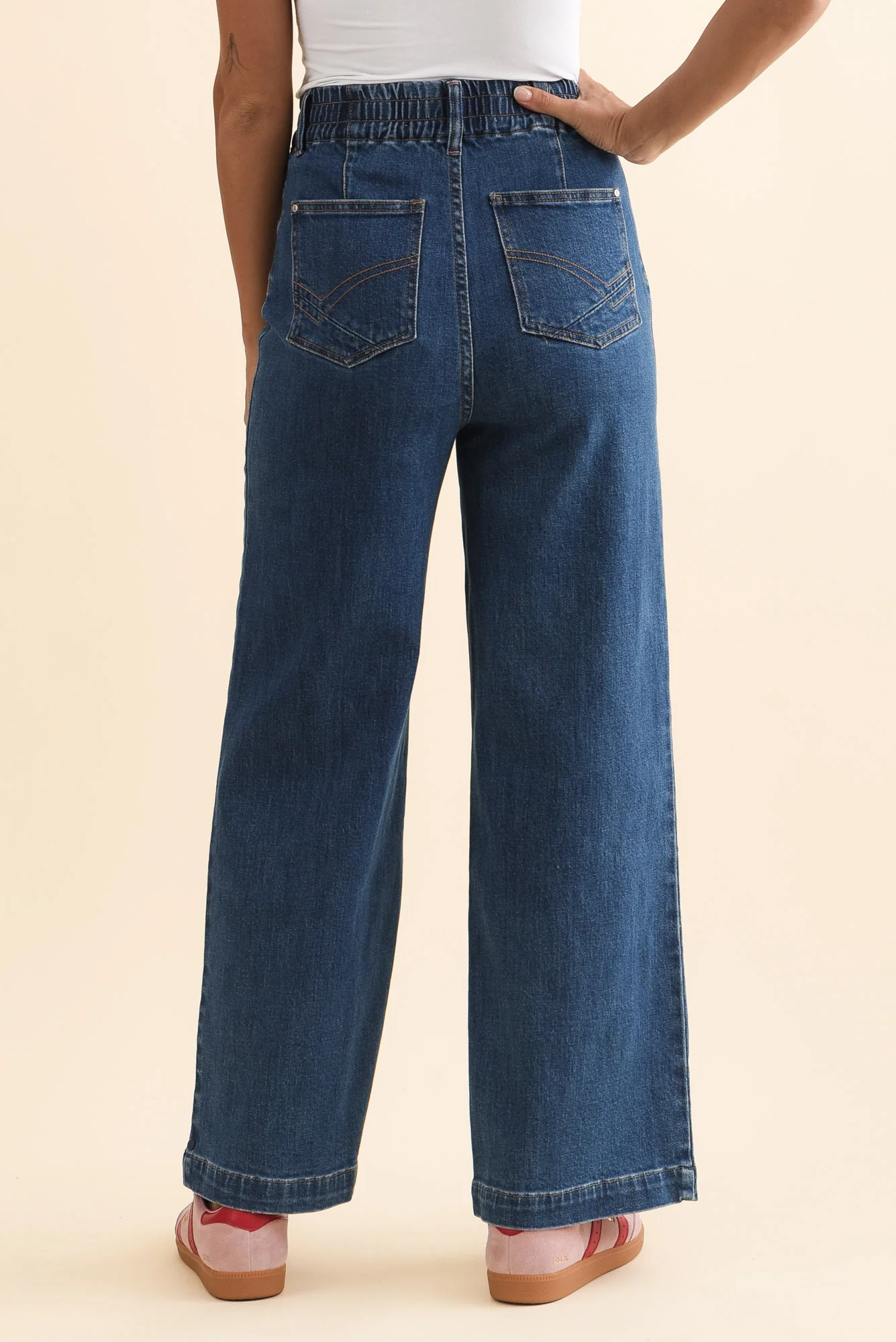 Alyssa Blue Wide Leg Stretch Jeans - Image 4