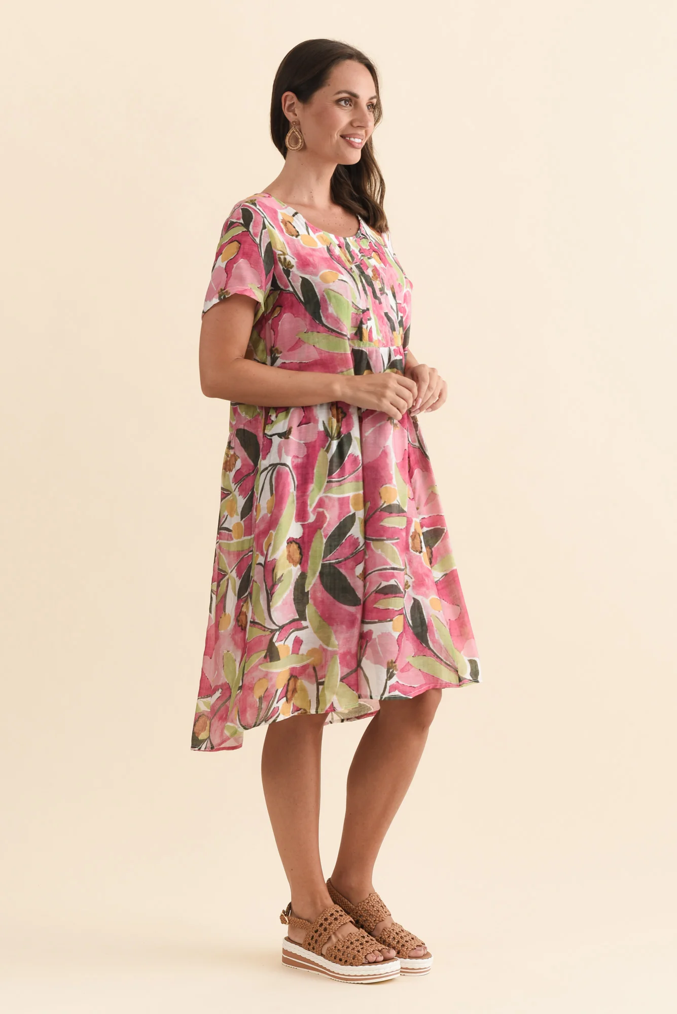 Alysse Pink Botanical Pocket Dress - Image 3