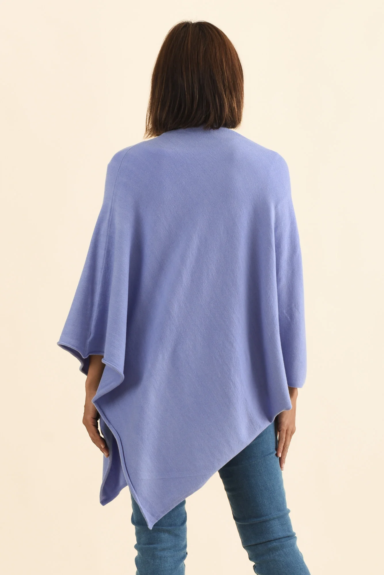 Amy Blue Wool Blend Poncho - Image 5