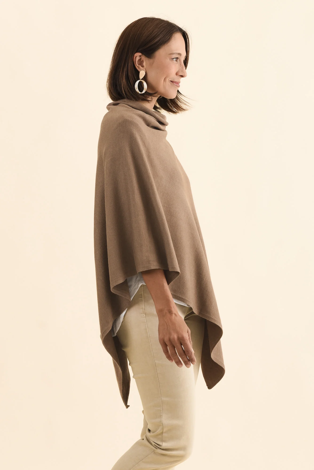 Amy Chocolate Wool Blend Poncho - Image 3