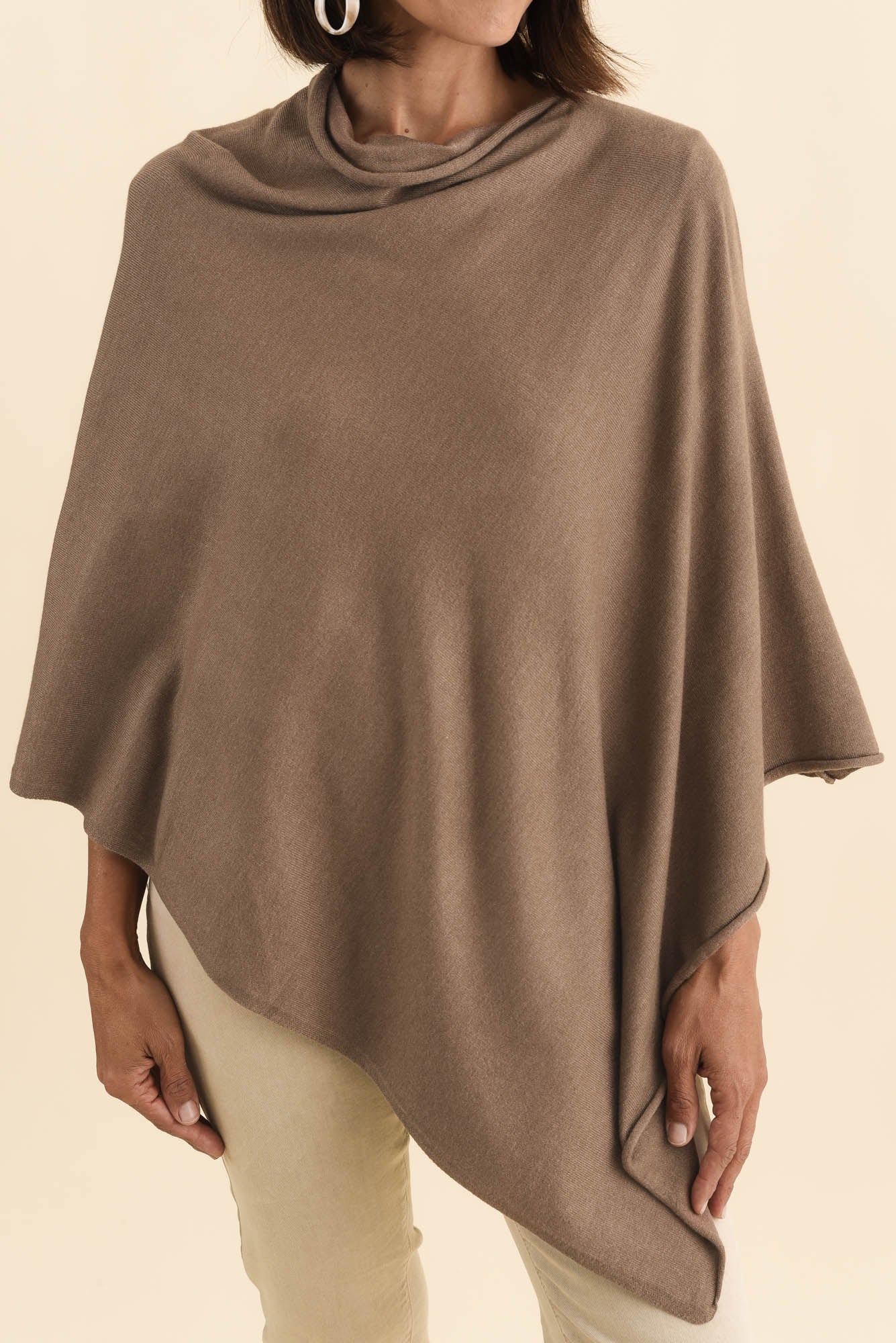 Amy Chocolate Wool Blend Poncho - Image 5