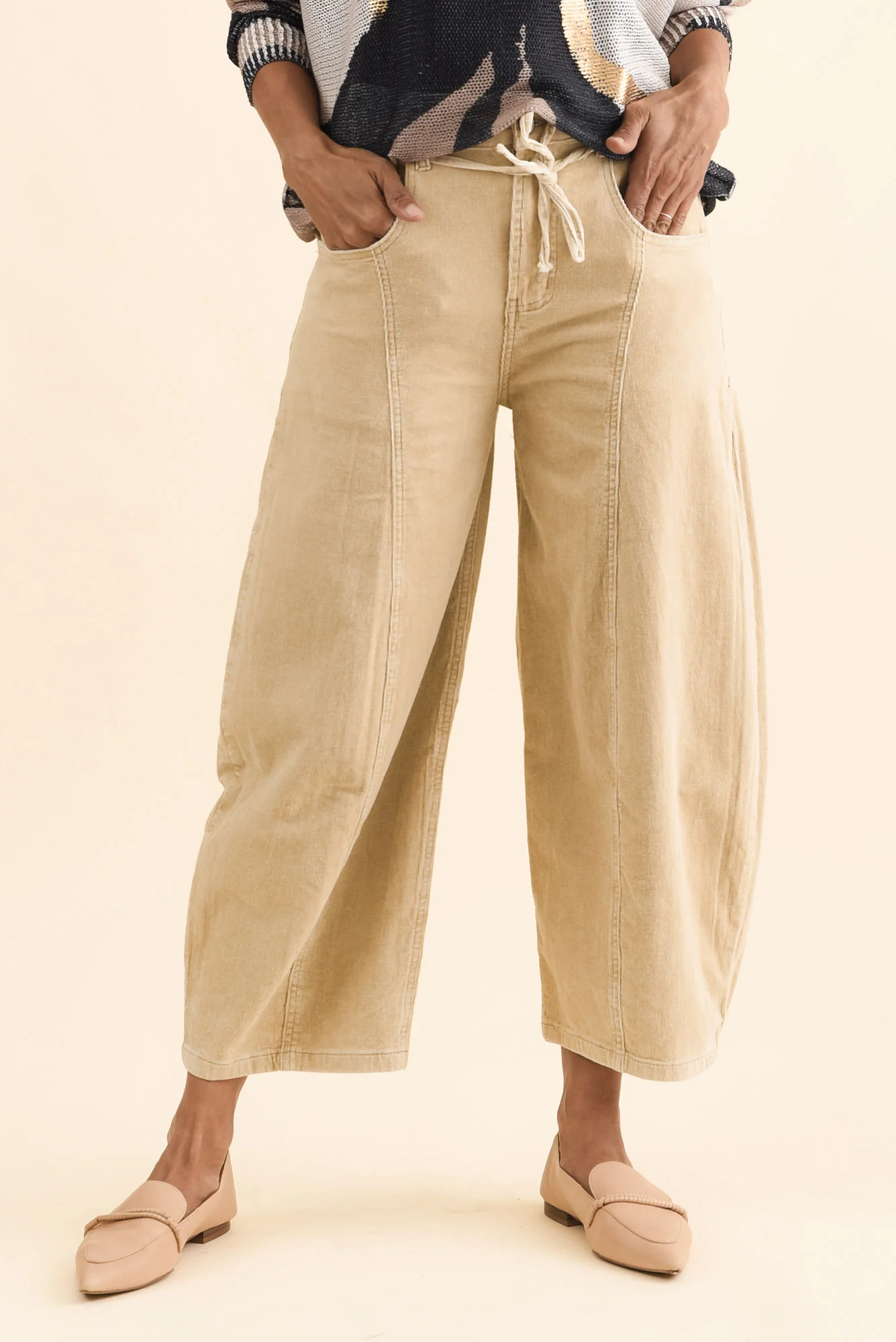 Angela Tan Wide Leg Corduroy Pants