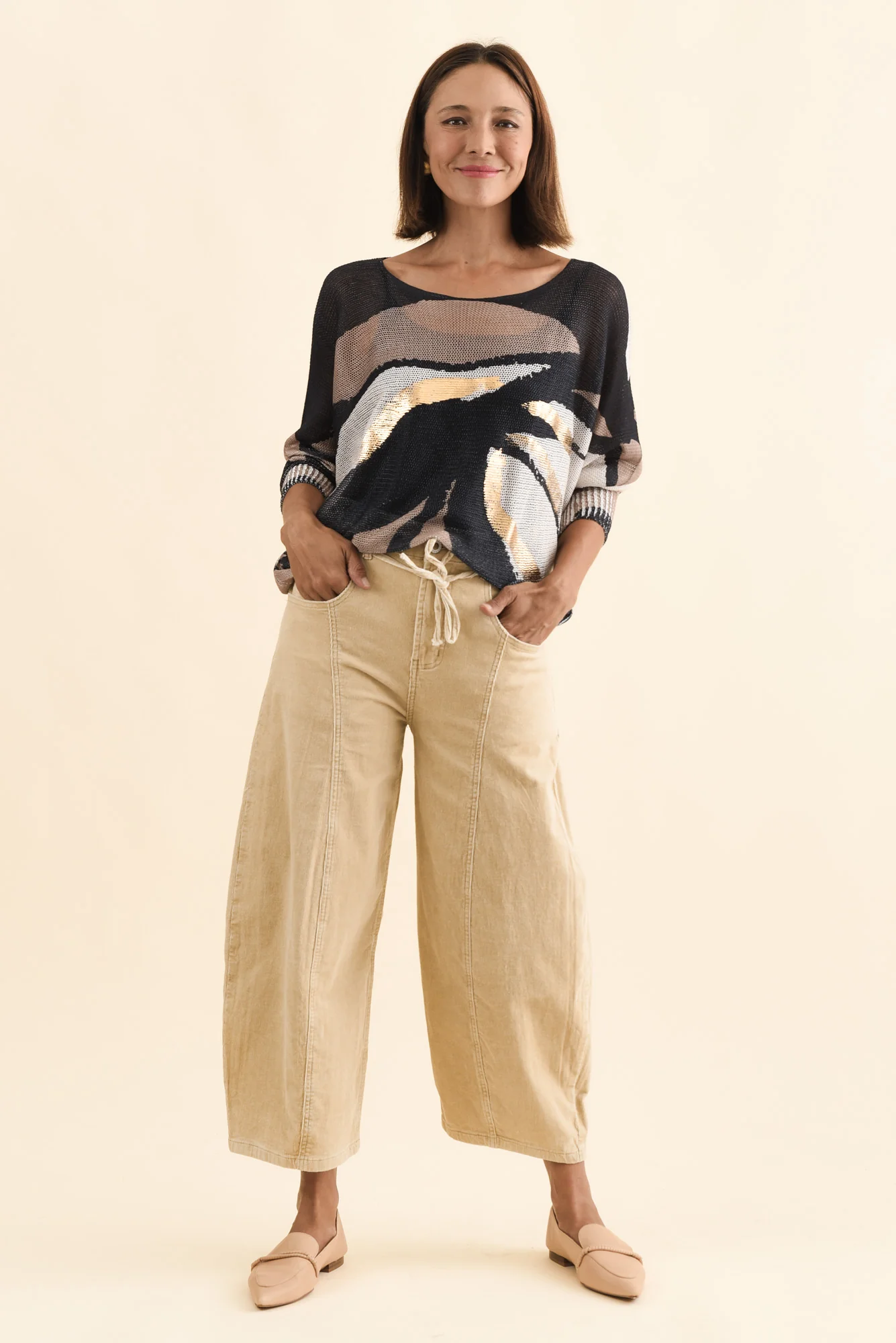 Angela Tan Wide Leg Corduroy Pants - Image 2
