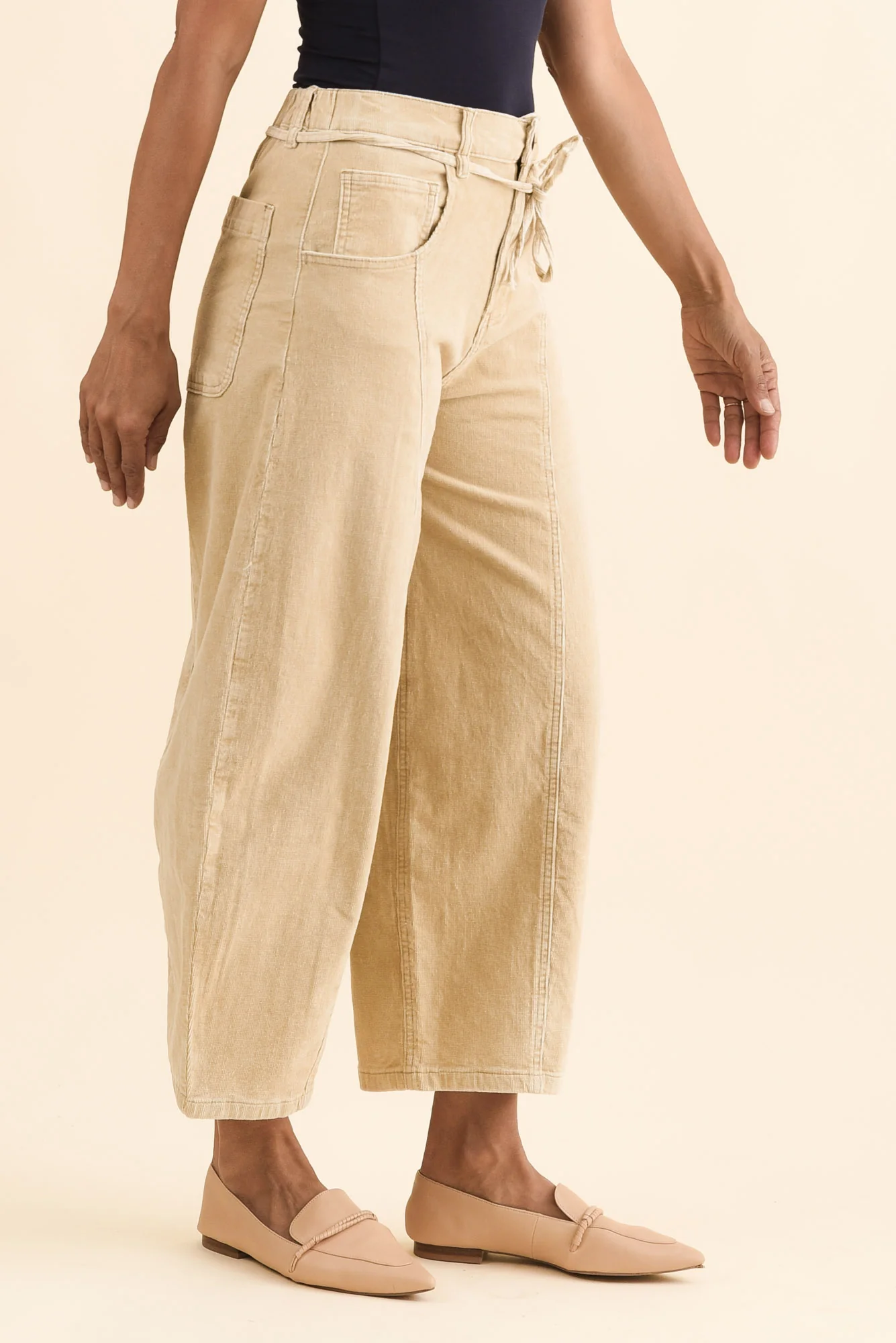 Angela Tan Wide Leg Corduroy Pants - Image 4