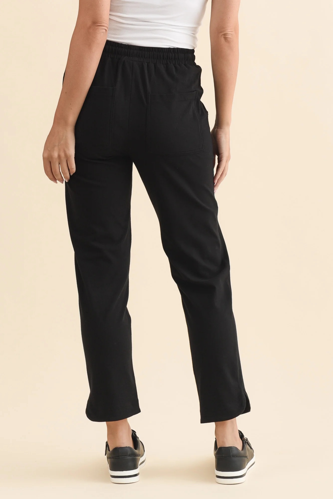Angie Black Cotton Drawstring Pants - Image 4