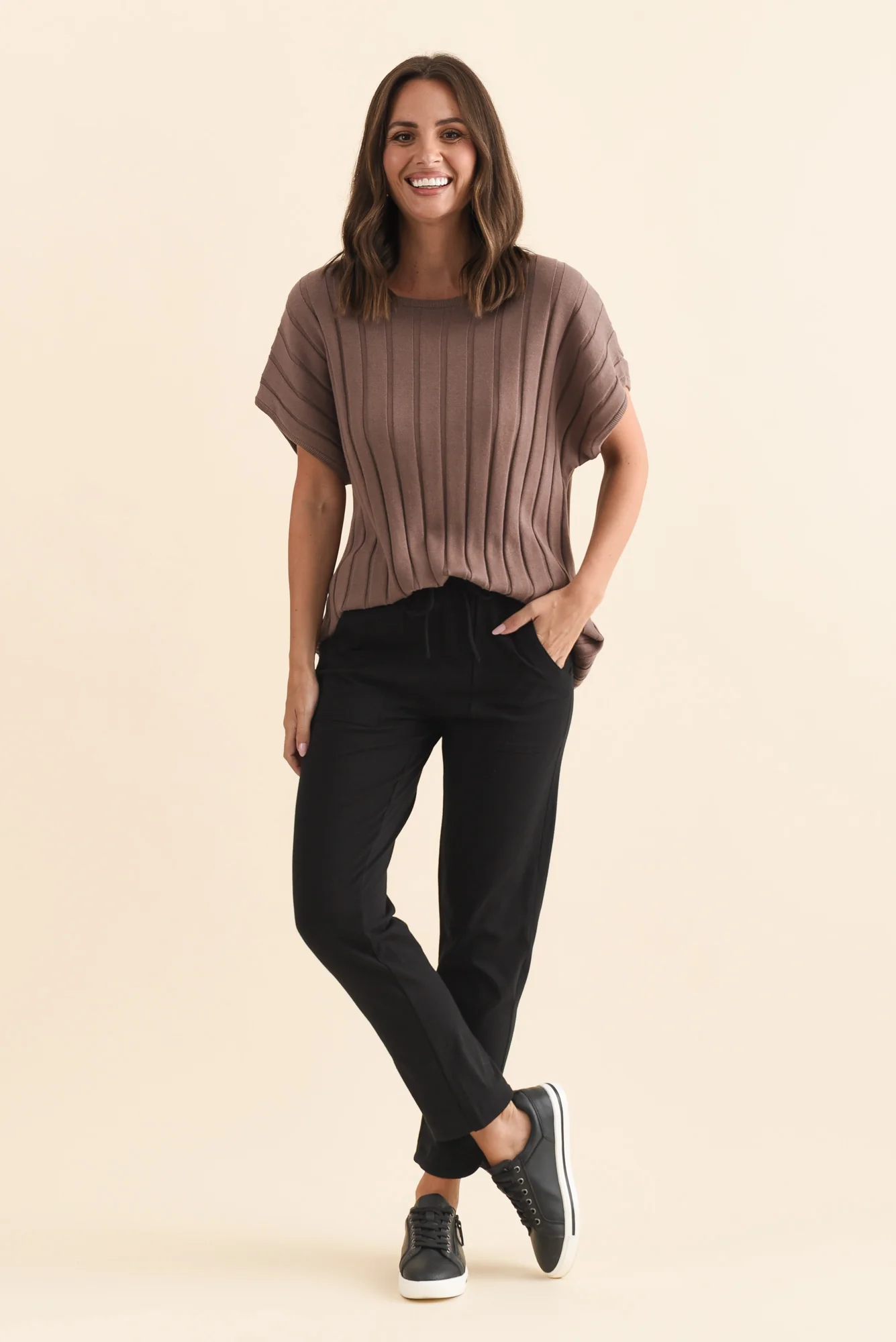 Angie Black Cotton Drawstring Pants - Image 6