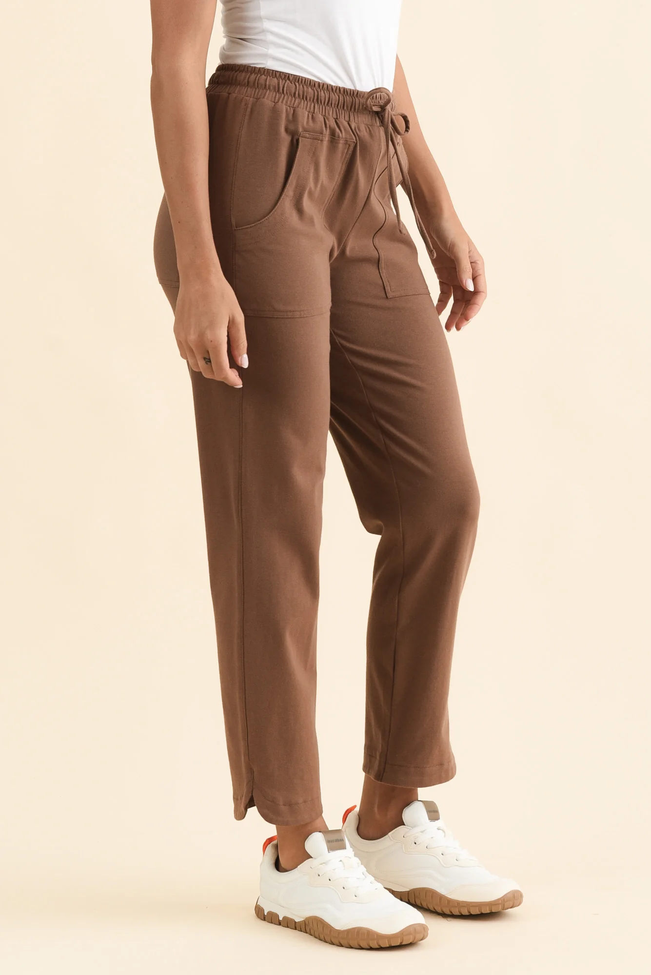 Angie Brown Cotton Drawstring Pants - Image 3