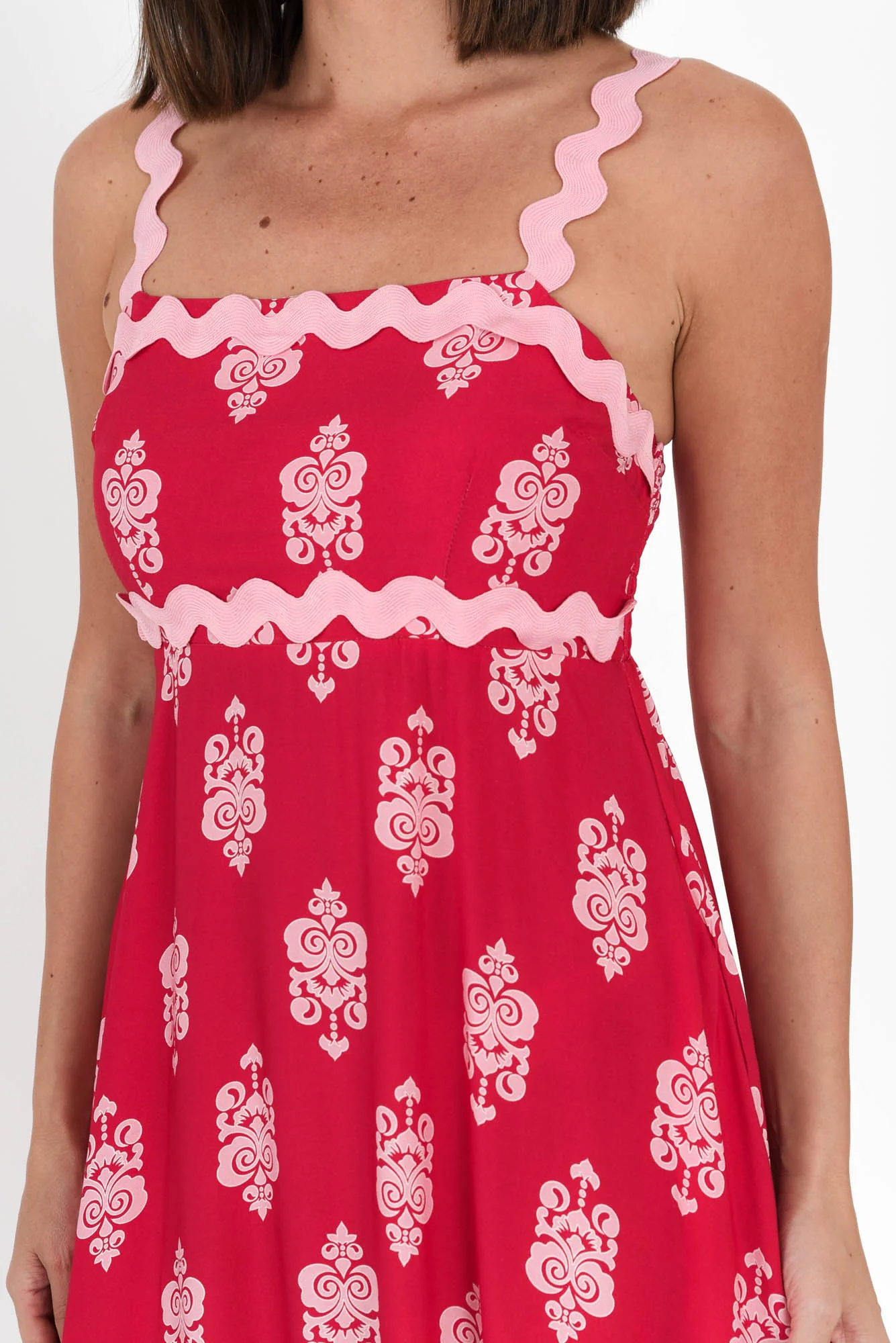 Annalise Red Mosaic Maxi Dress - Image 5