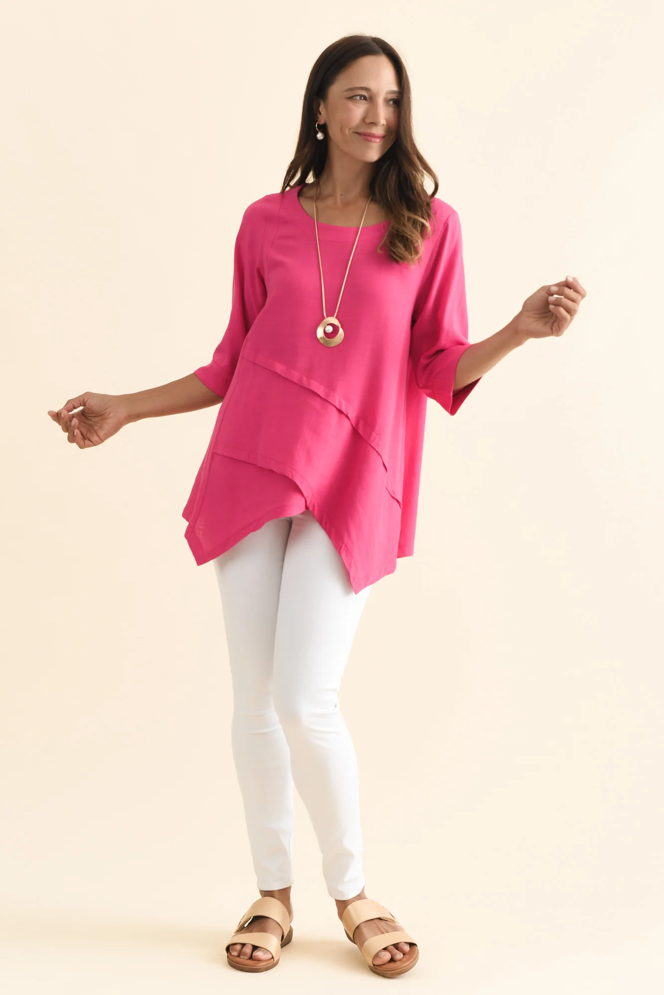 Anya Hot Pink Linen Cotton Top - Image 6