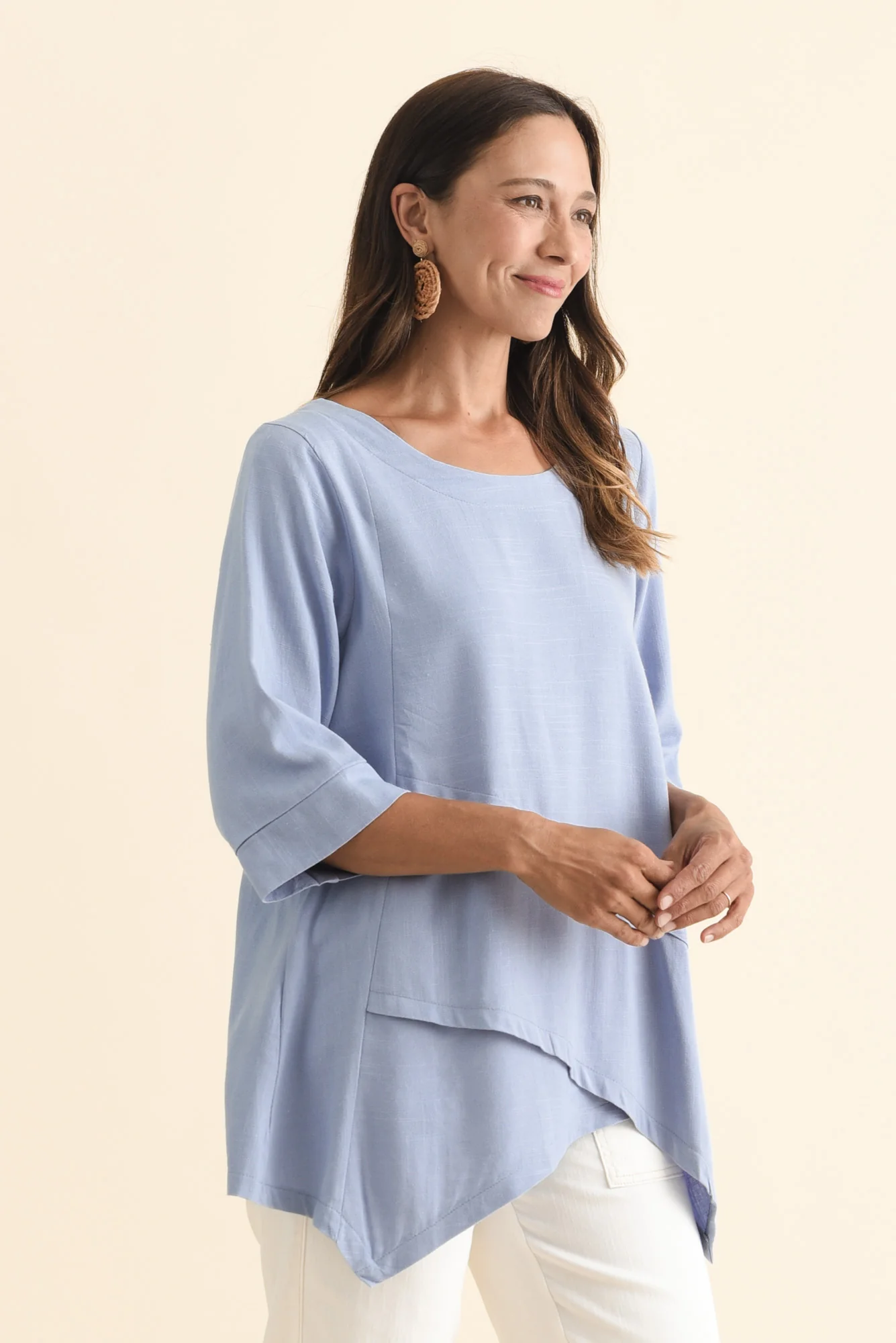 Anya Light Blue Linen Cotton Top - Image 3