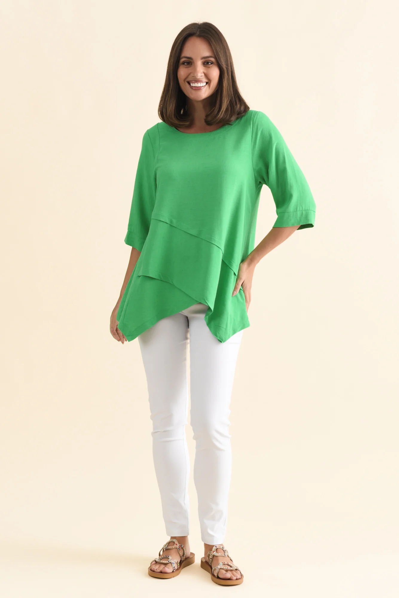 Anya Lime Green Linen Cotton Top - Image 2