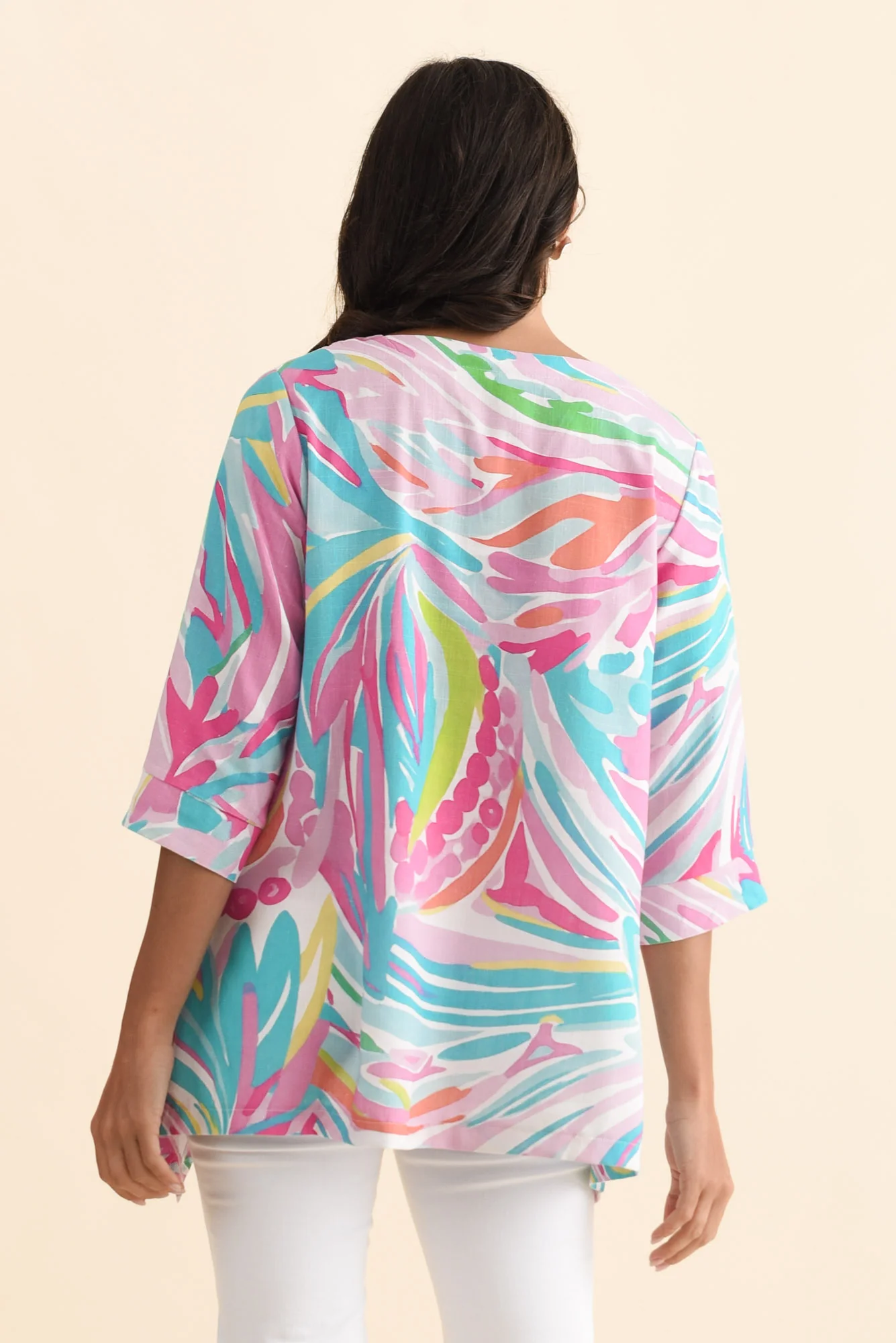 Anya Pink Swirl Linen Cotton Top - Image 4