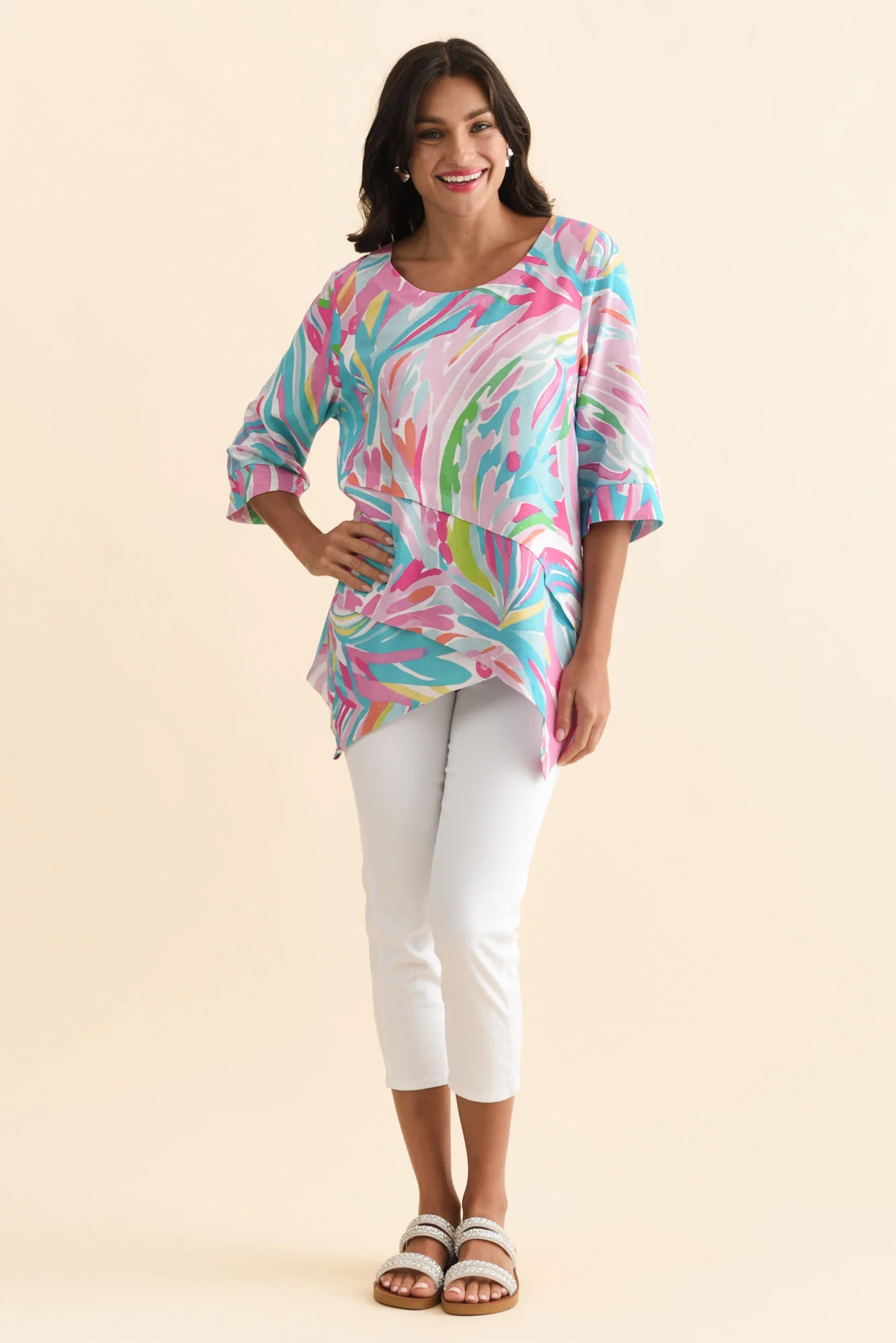 Anya Pink Swirl Linen Cotton Top - Image 6