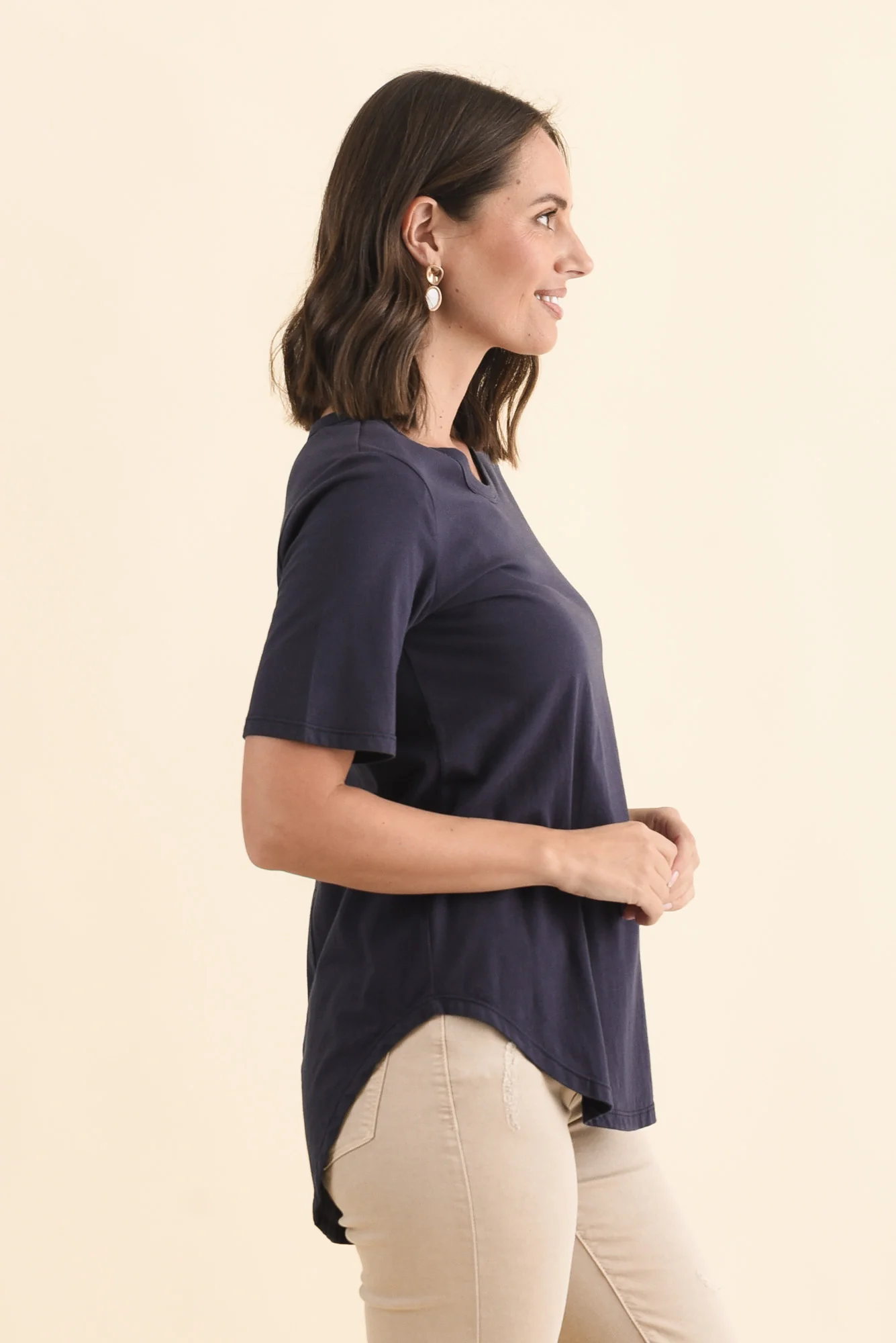 Ariana Navy Cotton Tee - Image 3