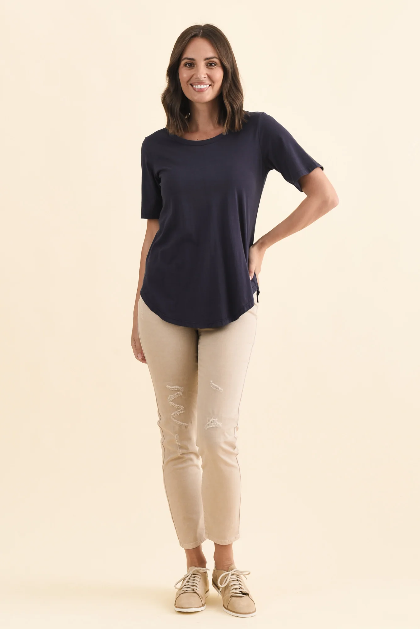 Ariana Navy Cotton Tee - Image 7