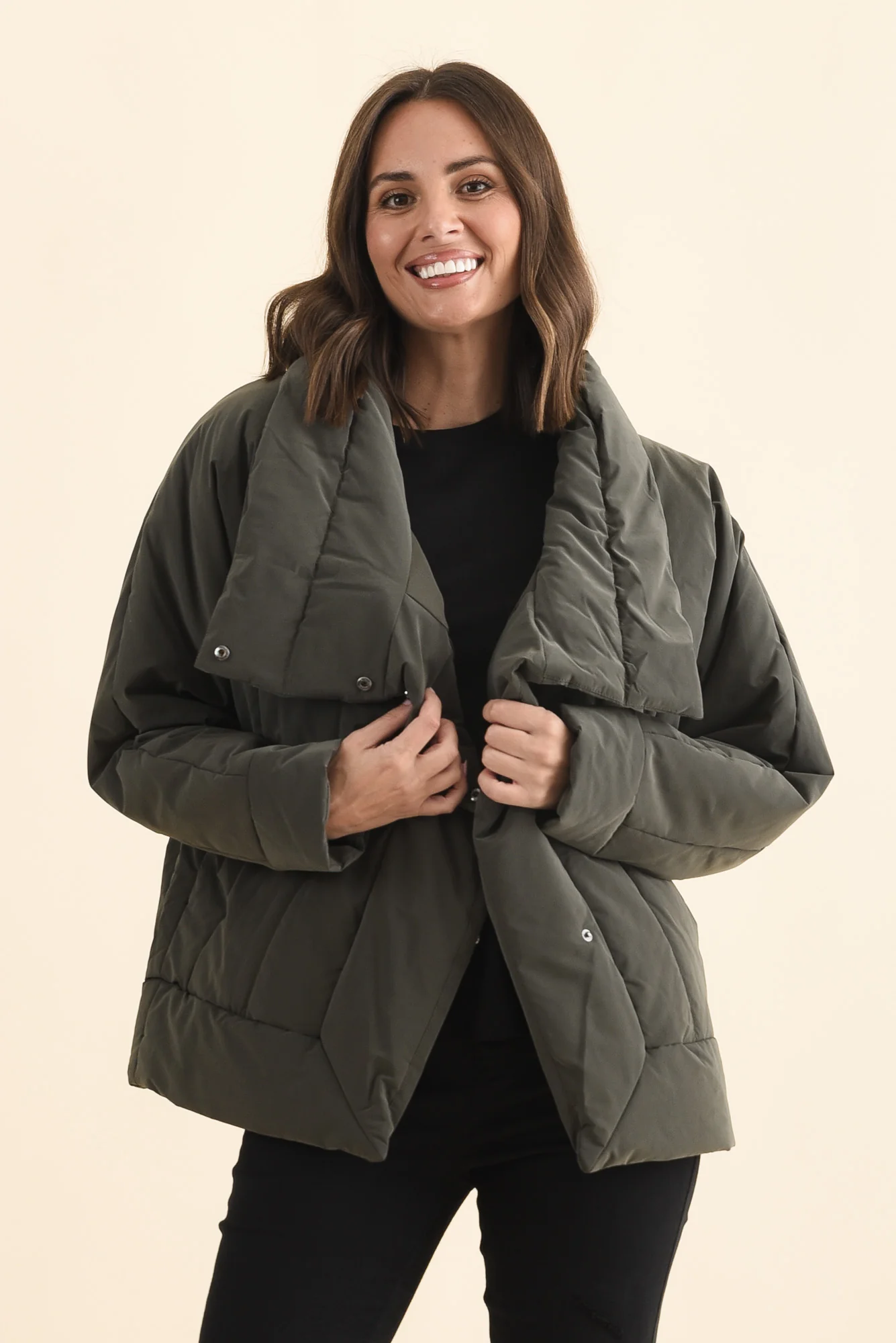 Arica Charcoal Wrap Puffer Jacket - Image 2